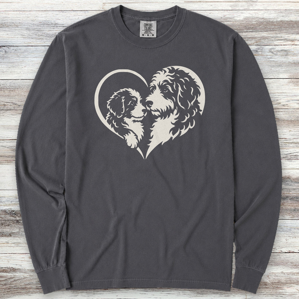 Bernedoodle Heart Bond Long Sleeve Tee - Graphite