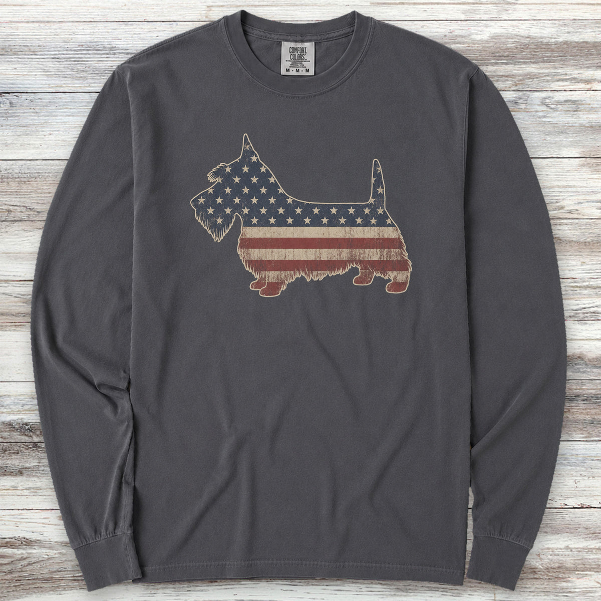 Scottish Terrier Vintage USA Long Sleeve Tee - Graphite