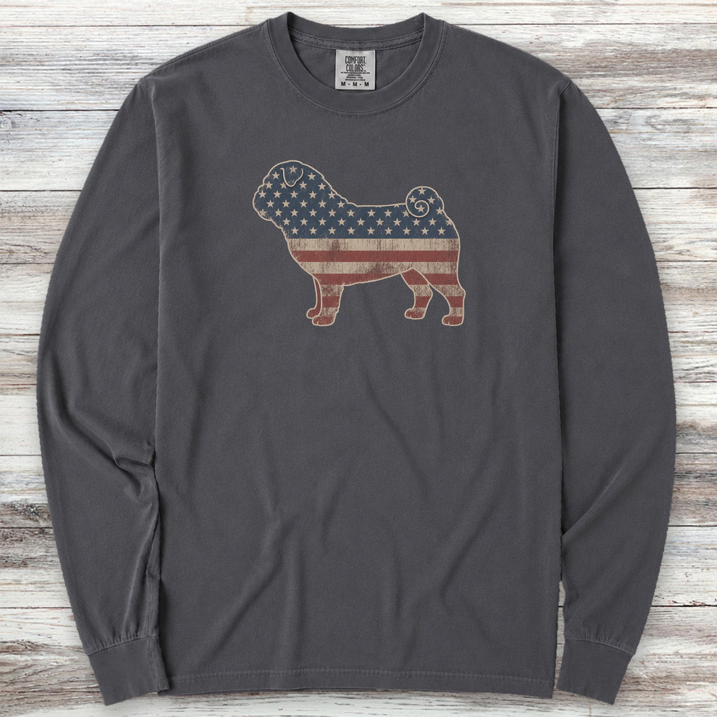 Pug Vintage USA Long Sleeve Tee - Graphite