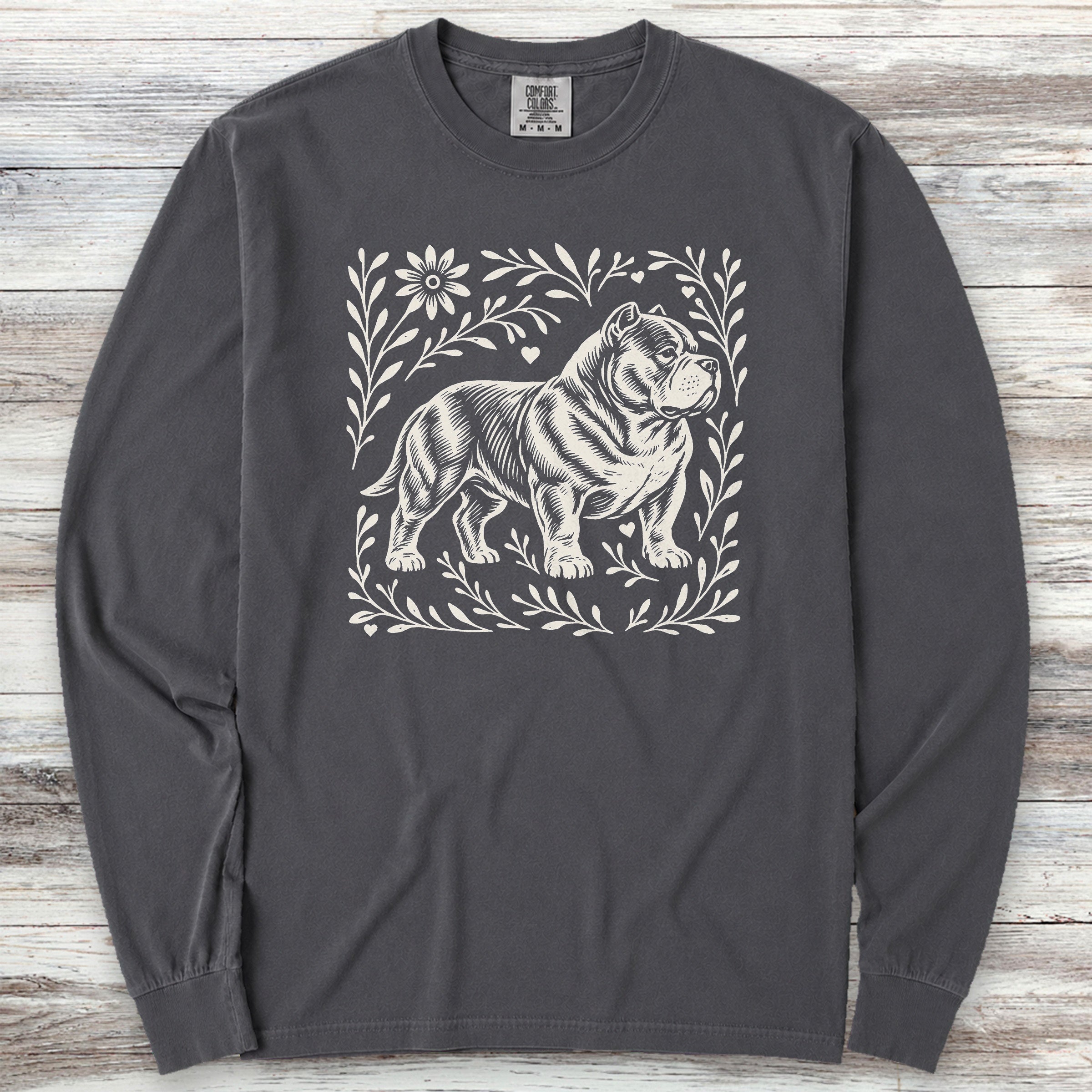 American Bully Linocut Long Sleeve Tee - Graphite