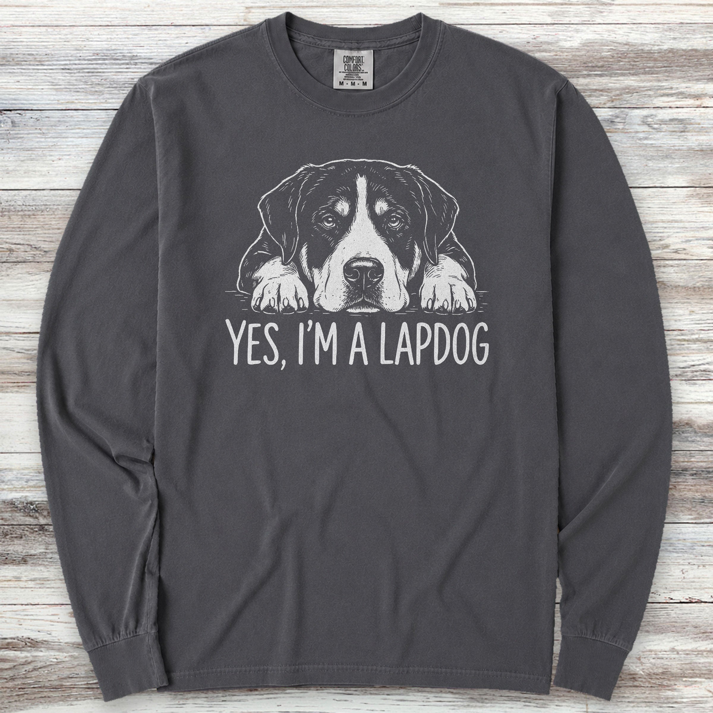 Swiss Mountain Dog Lap Dog Long Sleeve Tee - Graphite