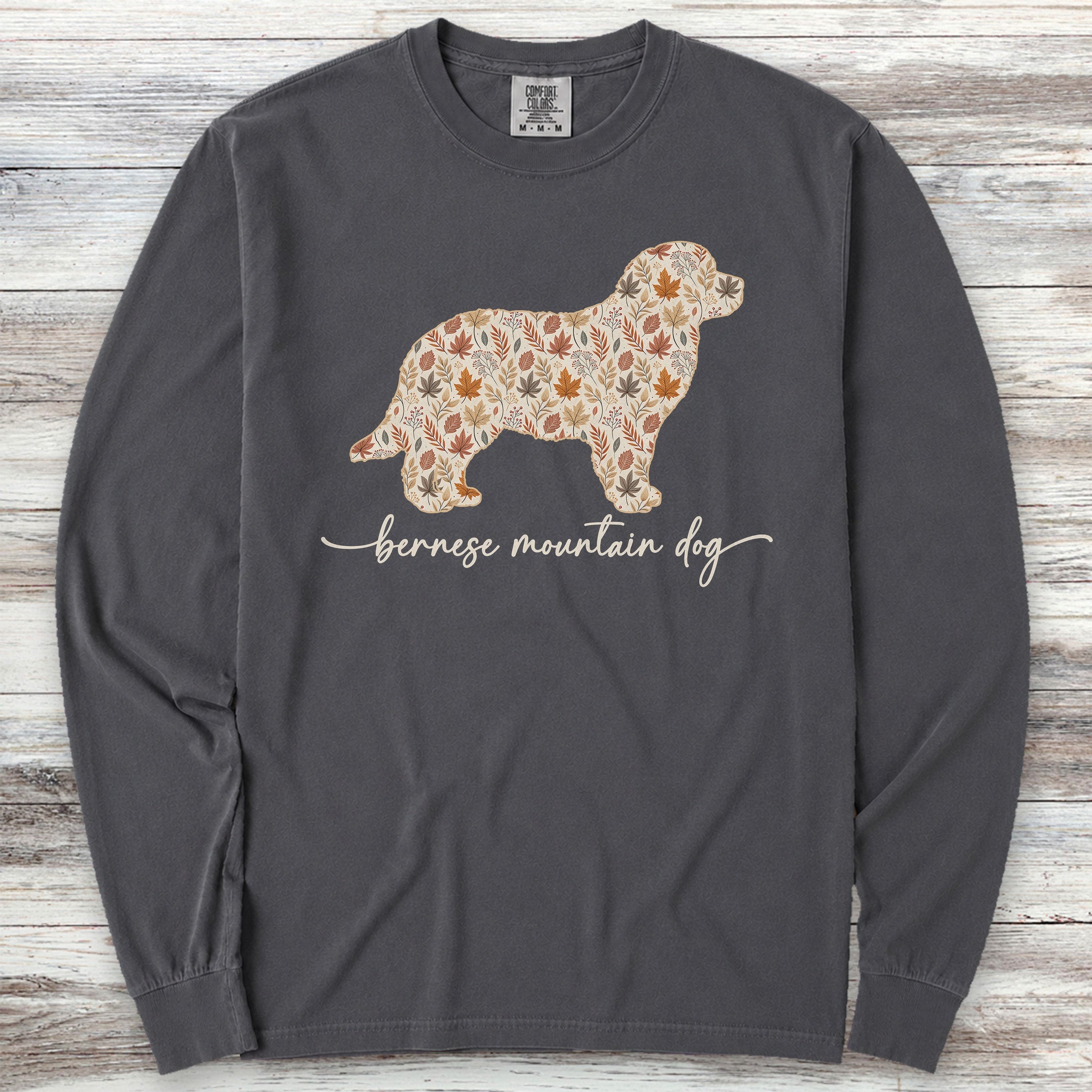 Bernese Mountain Dog Fall Long Sleeve Tee - Graphite