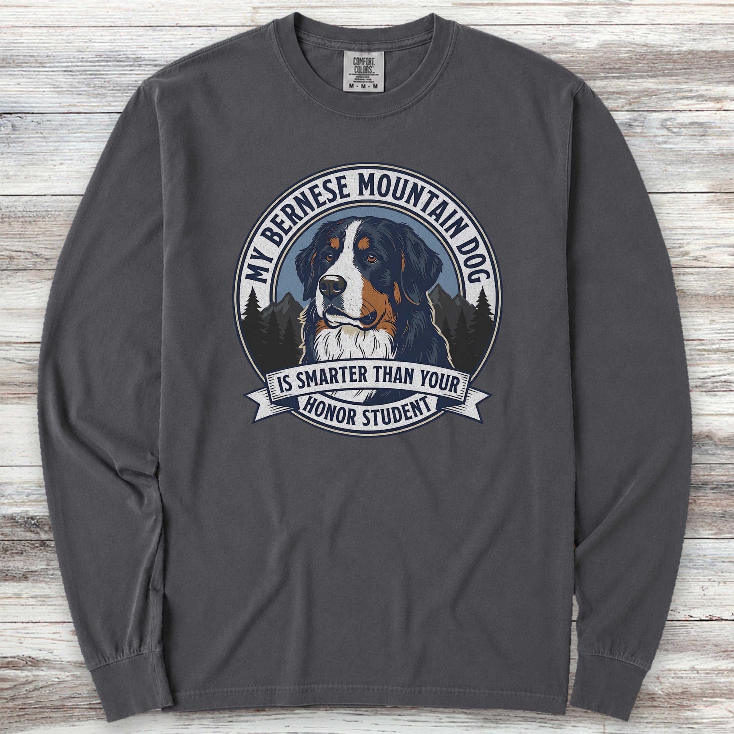 Bernese Mountain Dog Smart Long Sleeve Tee - Graphite
