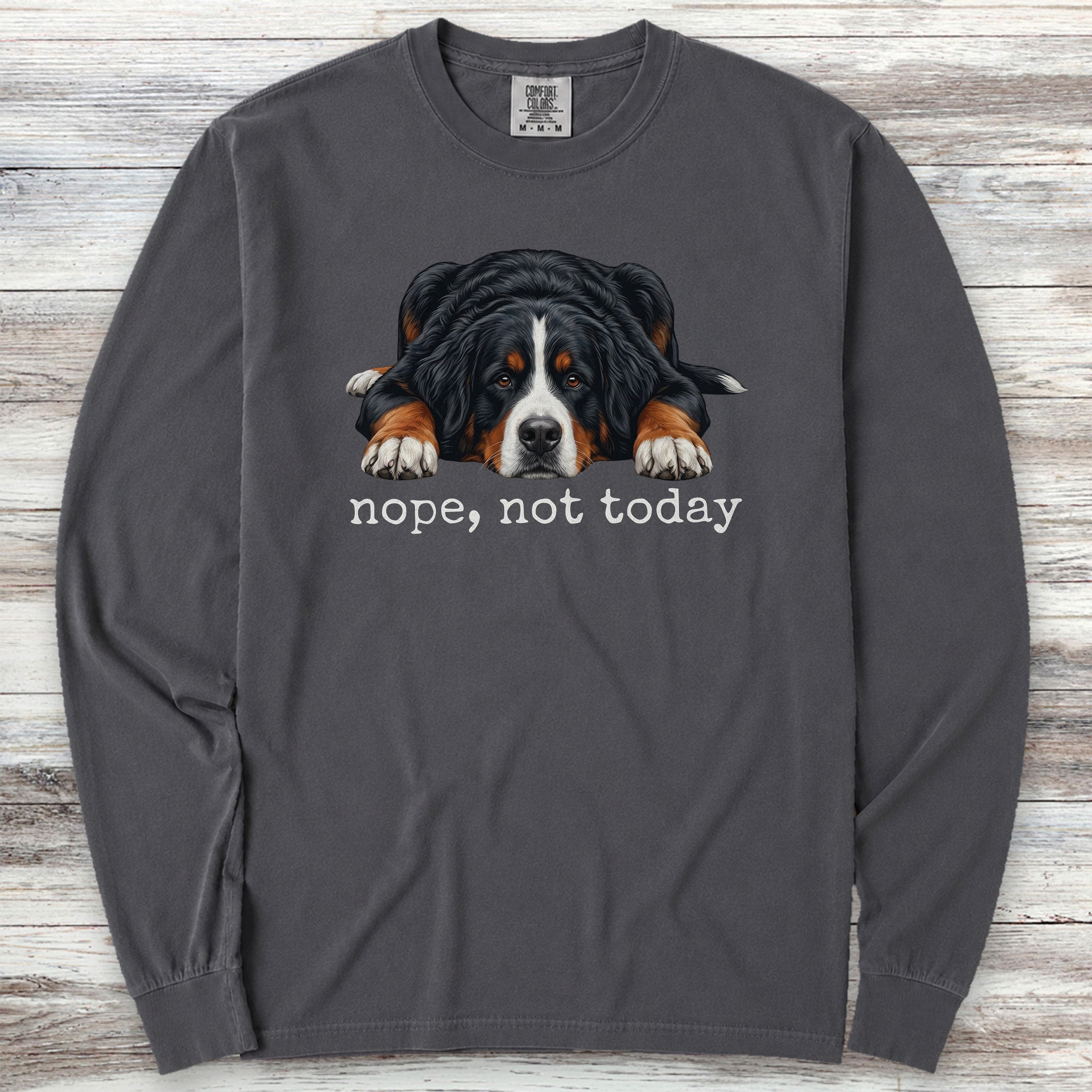 Swiss Mountain Dog Nope Long Sleeve Tee - Graphite