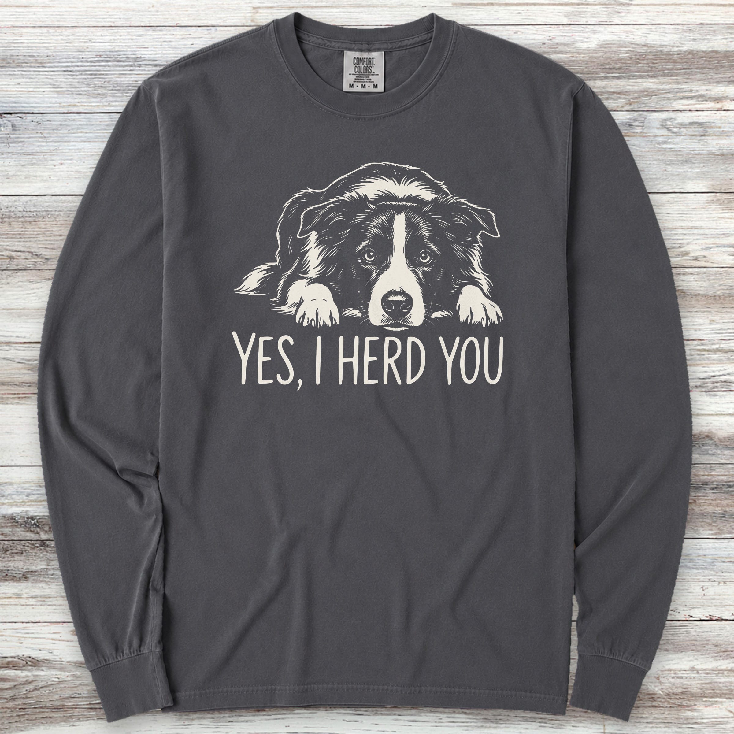 Border Collie Herd You Long Sleeve Tee - Graphite