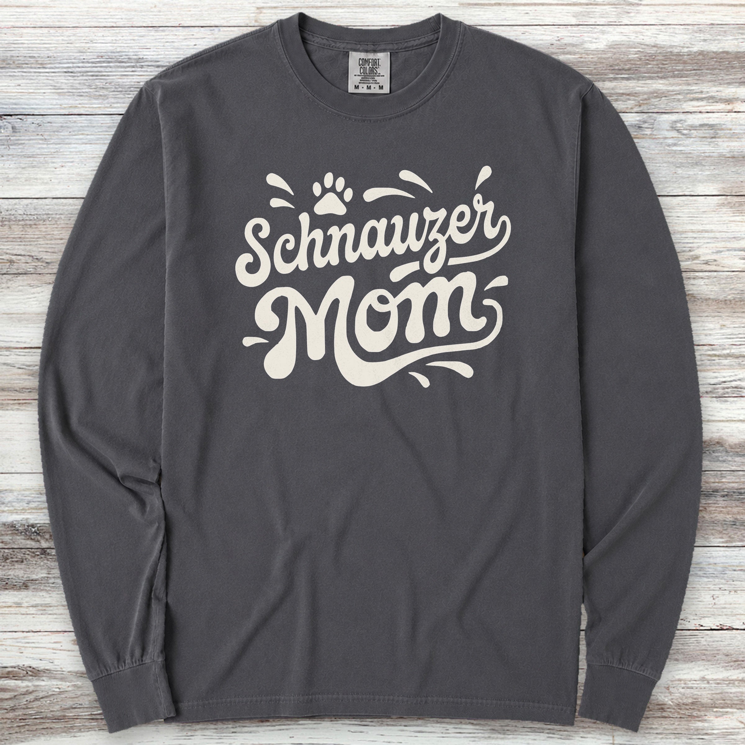 Schnauzer Groovy Mom Long Sleeve Tee - Graphite