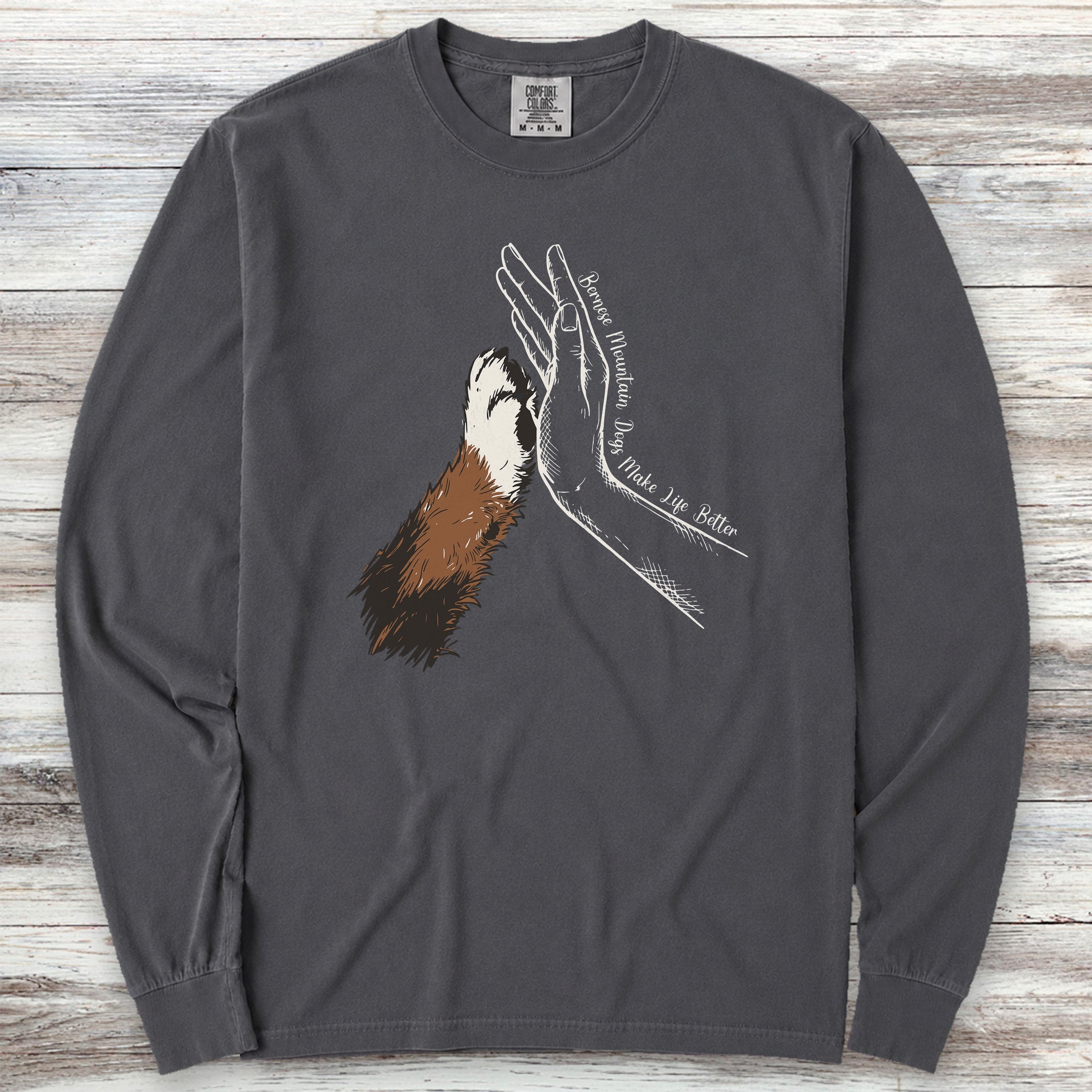 Bernese Mountain Dog Together Long Sleeve Tee - Graphite