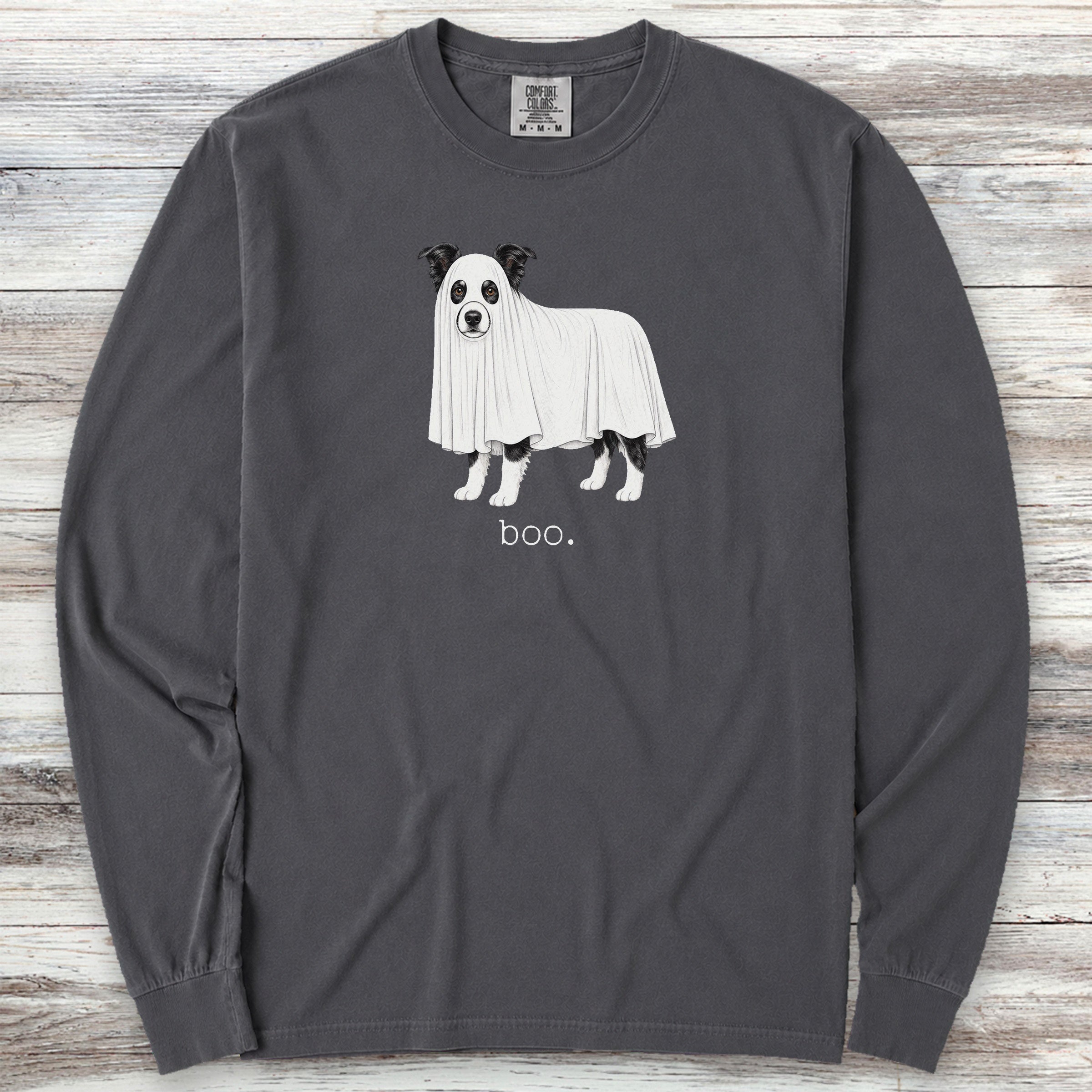 Border Collie Boo Long Sleeve Tee - Graphite
