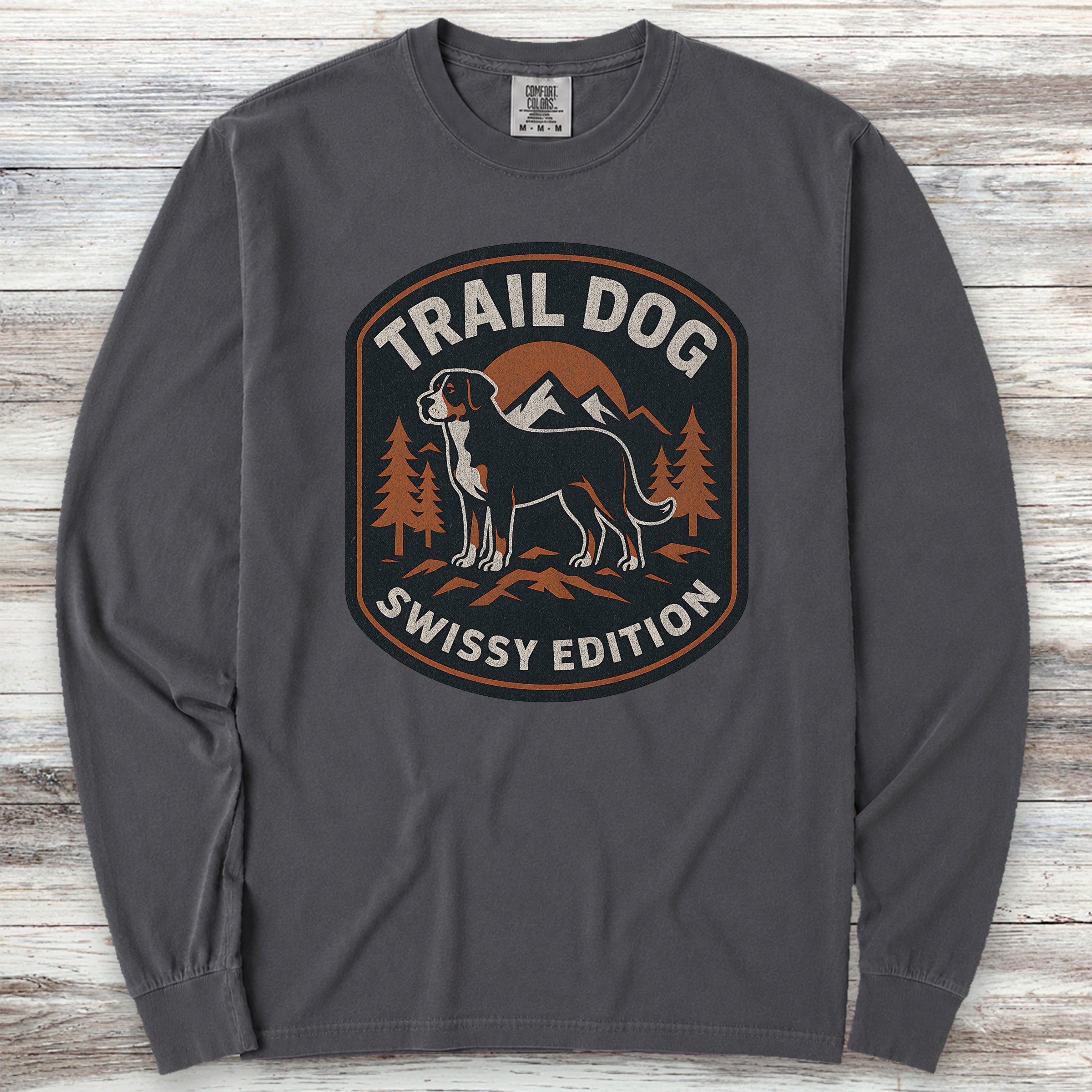 Swiss Mountain Dog Trail Dog Long Sleeve Tee - Graphite