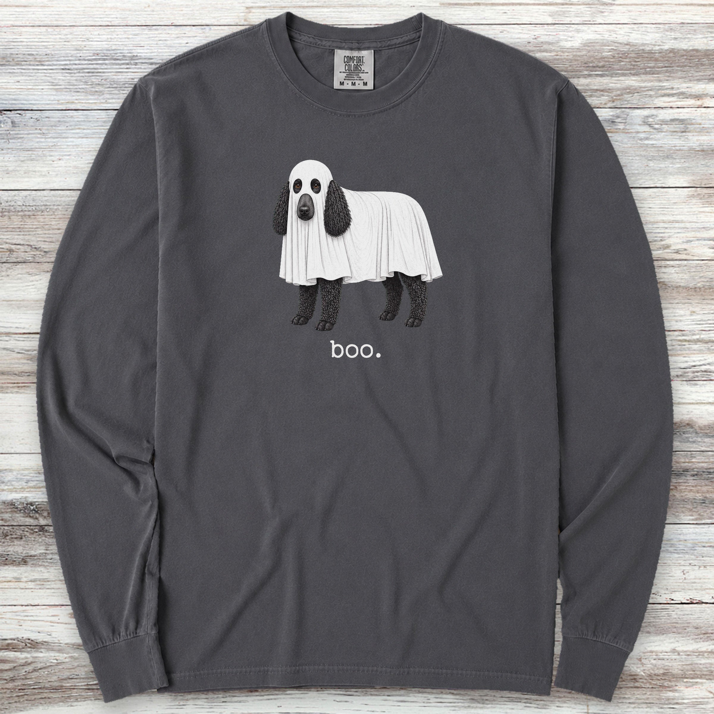 Poodle Black Boo Long Sleeve Tee - Graphite
