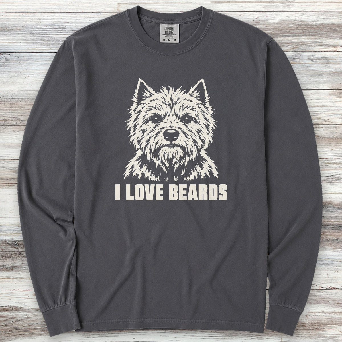 Cairn Terrier I Love Beards Long Sleeve Tee - Graphite
