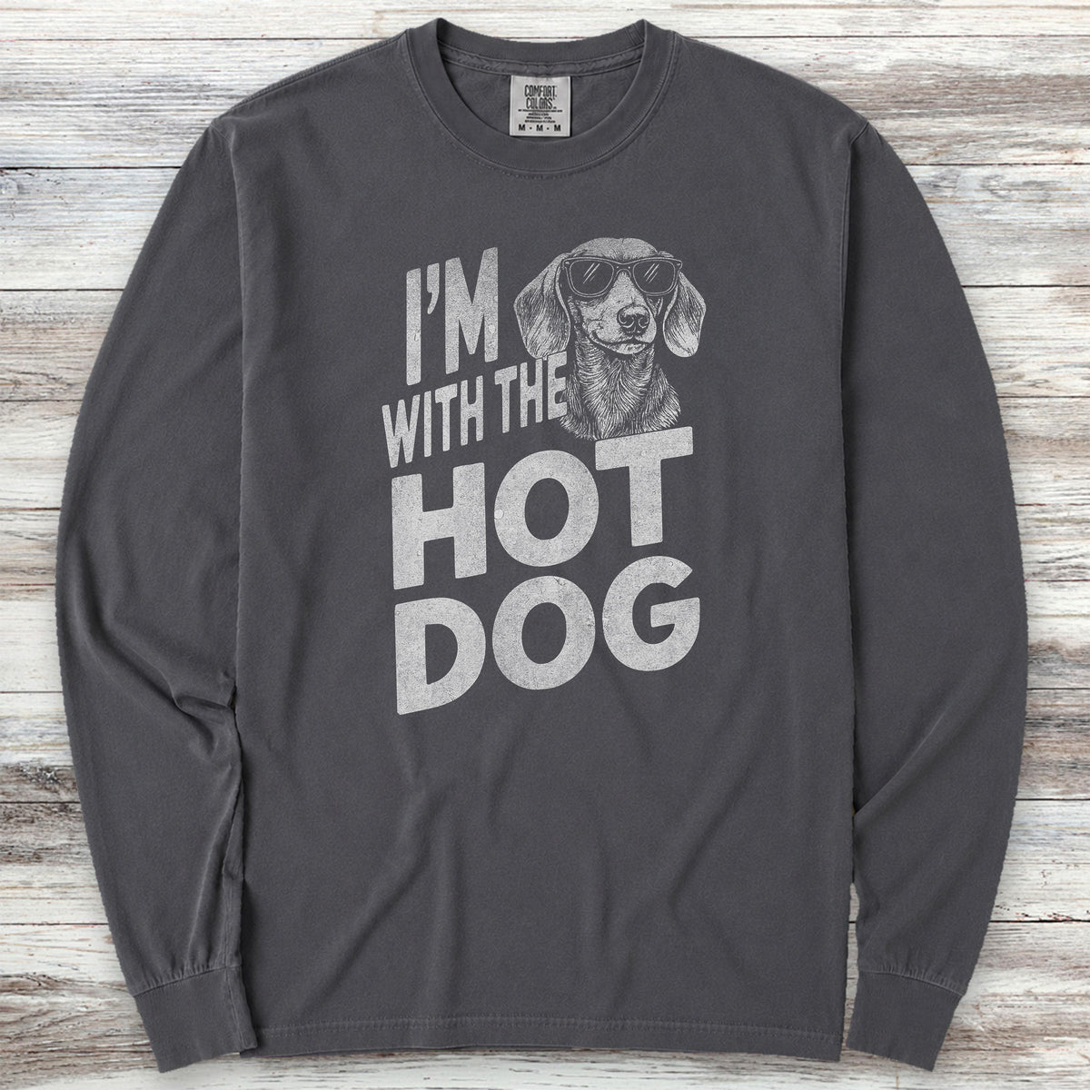 Dachshund Hot Dog Long Sleeve Tee - Graphite