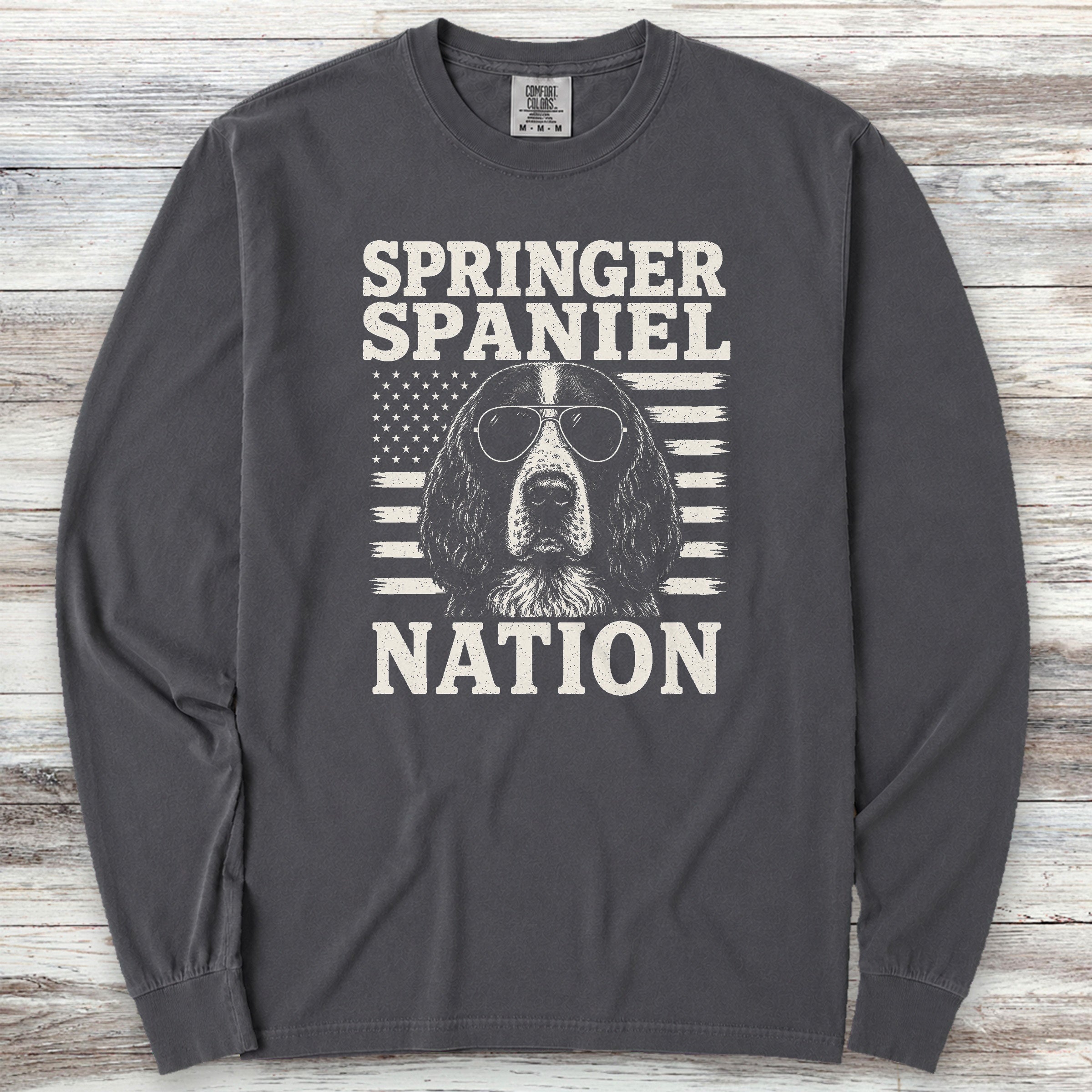 English Springer Spaniel Nation Long Sleeve Tee - Graphite