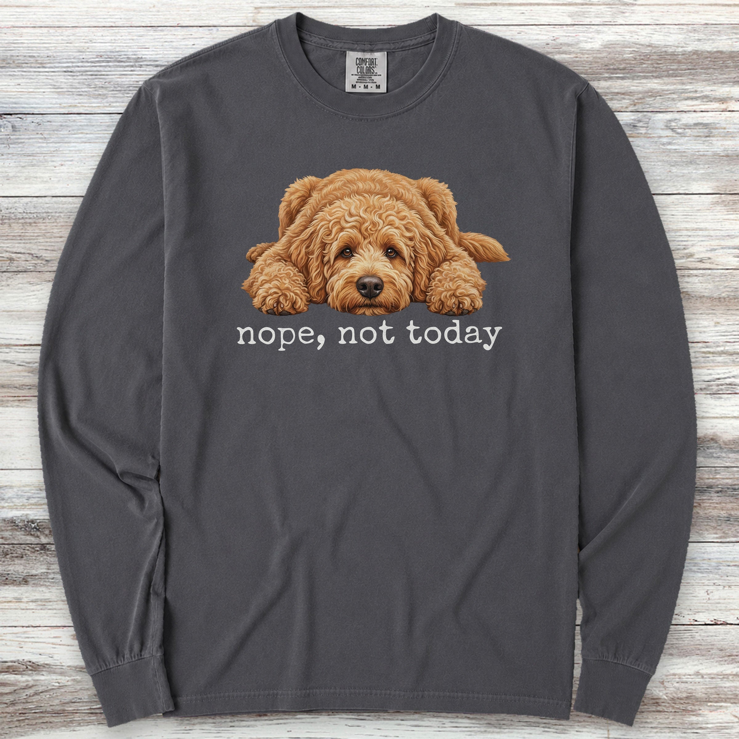 Goldendoodle Nope Long Sleeve Tee - Graphite