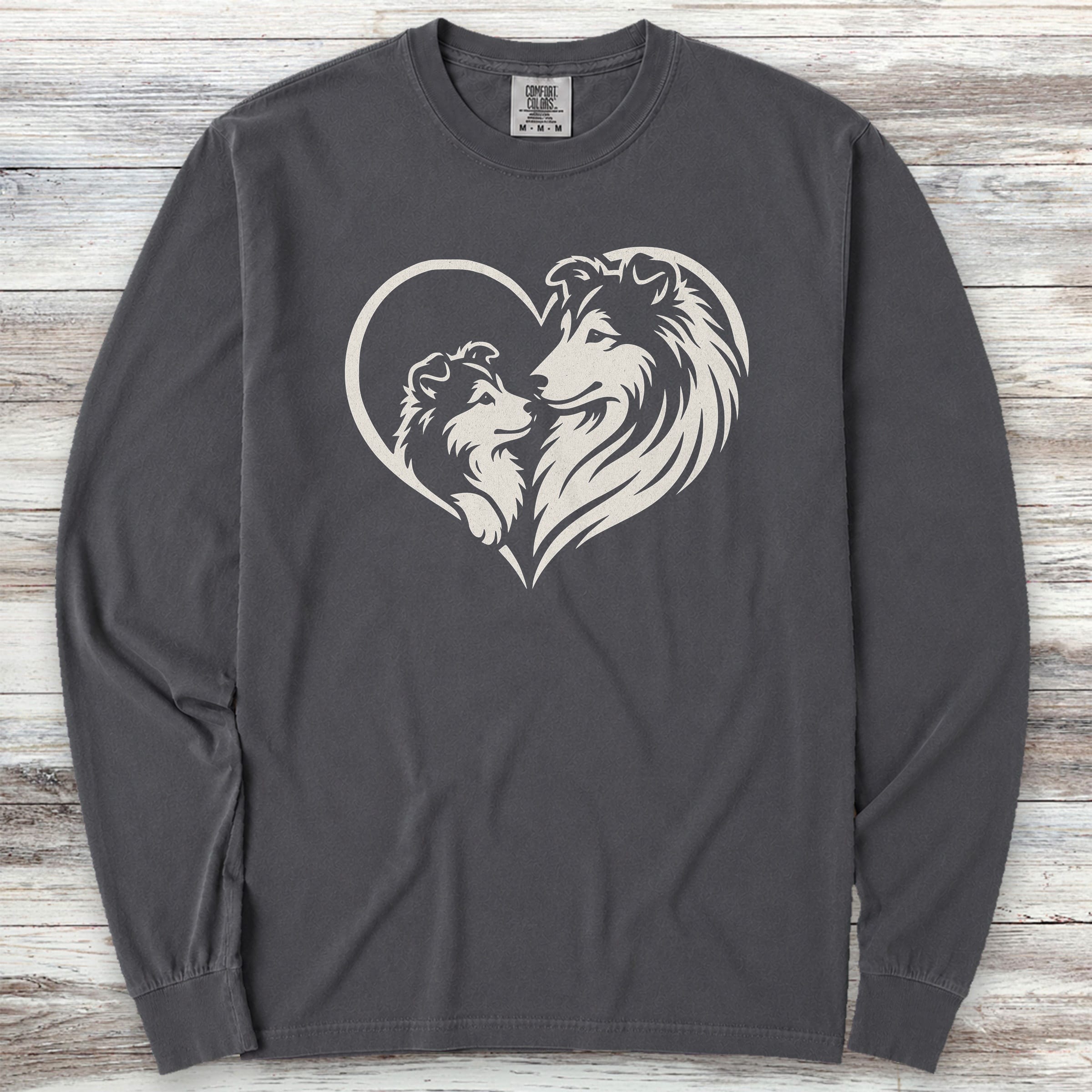 Shetland Sheepdog Heart Bond Long Sleeve Tee - Graphite