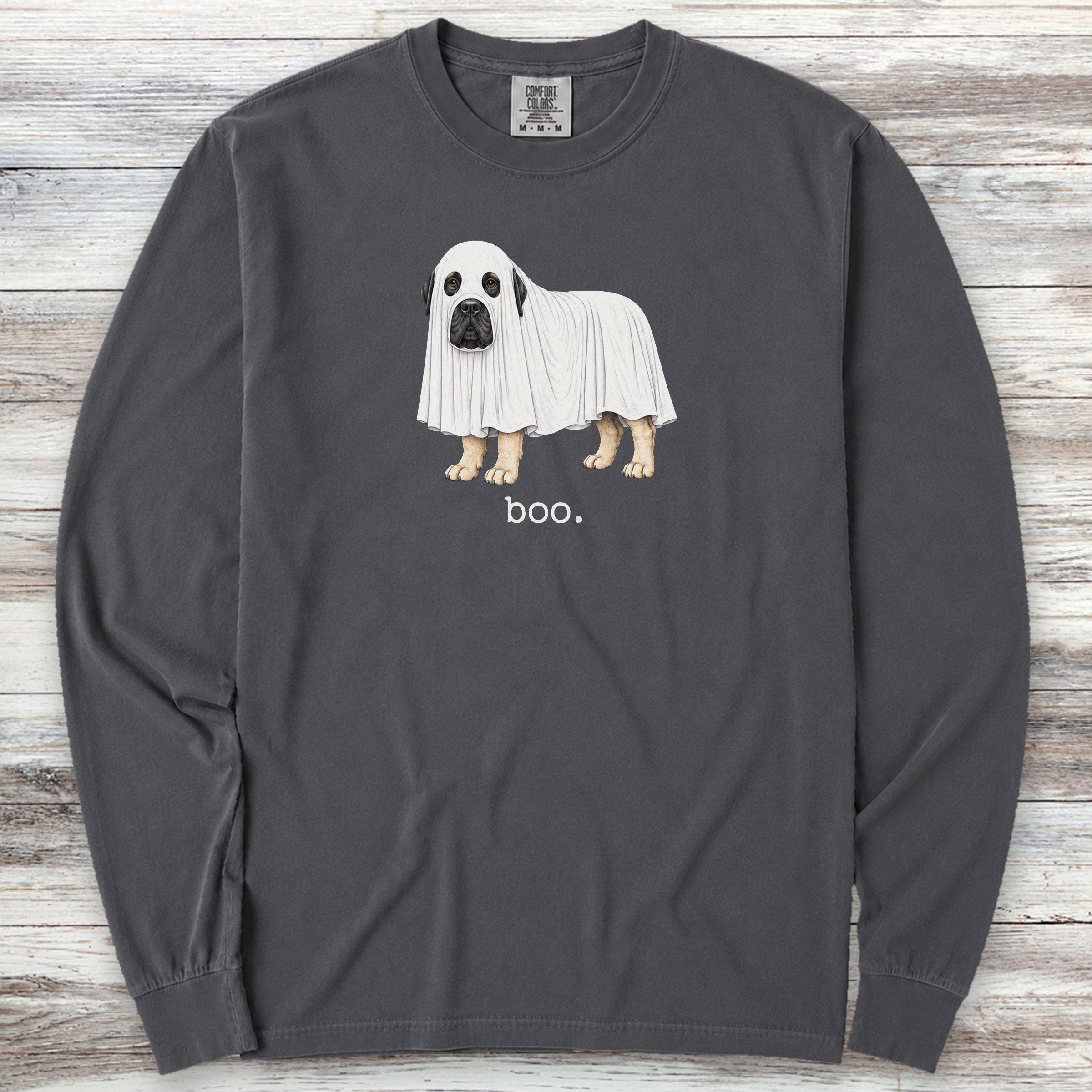 English Mastiff Boo Long Sleeve Tee - Graphite