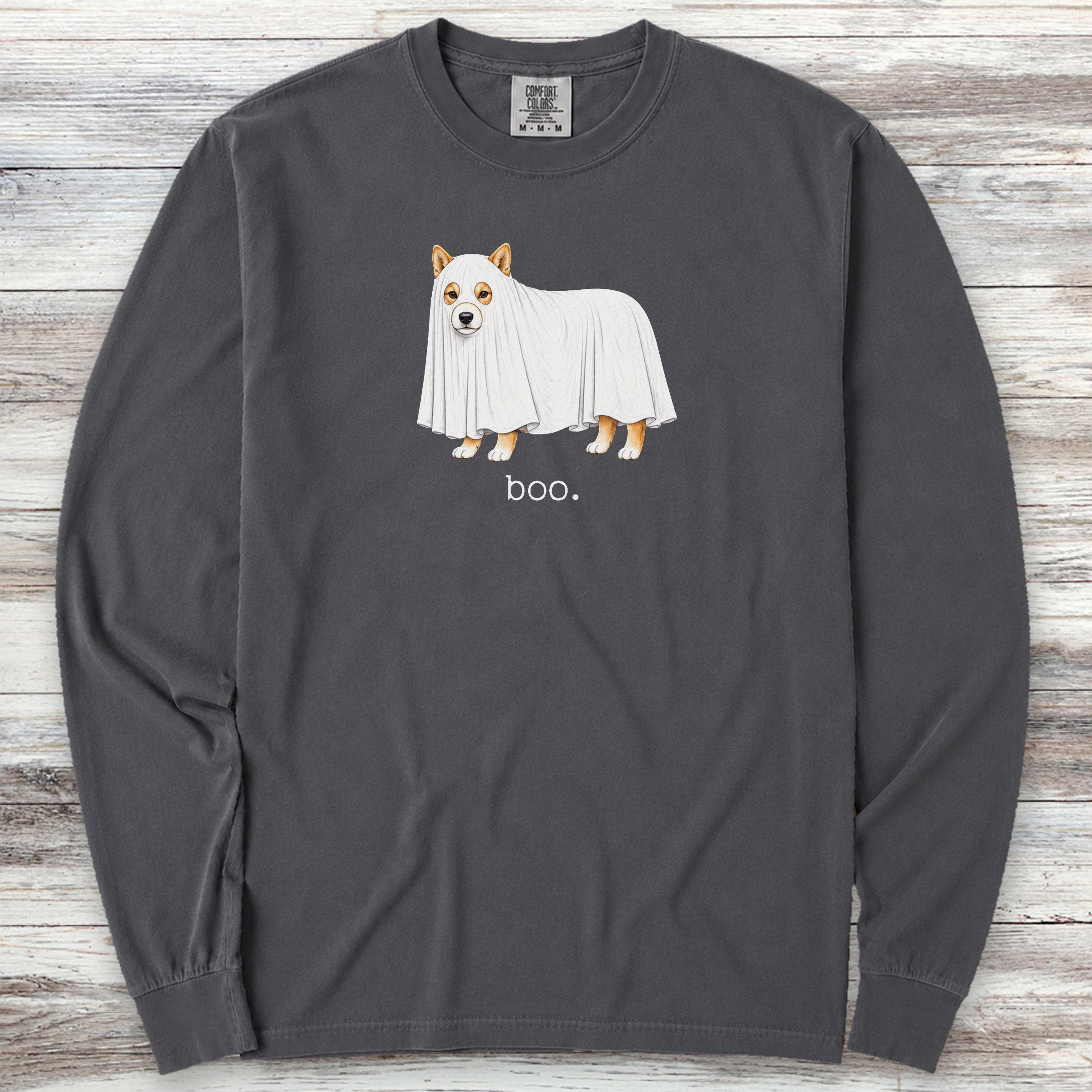 Shiba Inu Boo Long Sleeve Tee - Graphite
