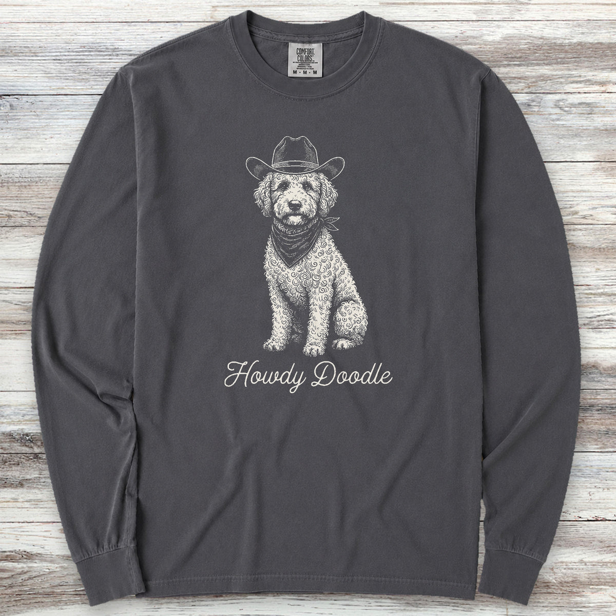 Labradoodle Howdy Doodle Long Sleeve Tee - Graphite