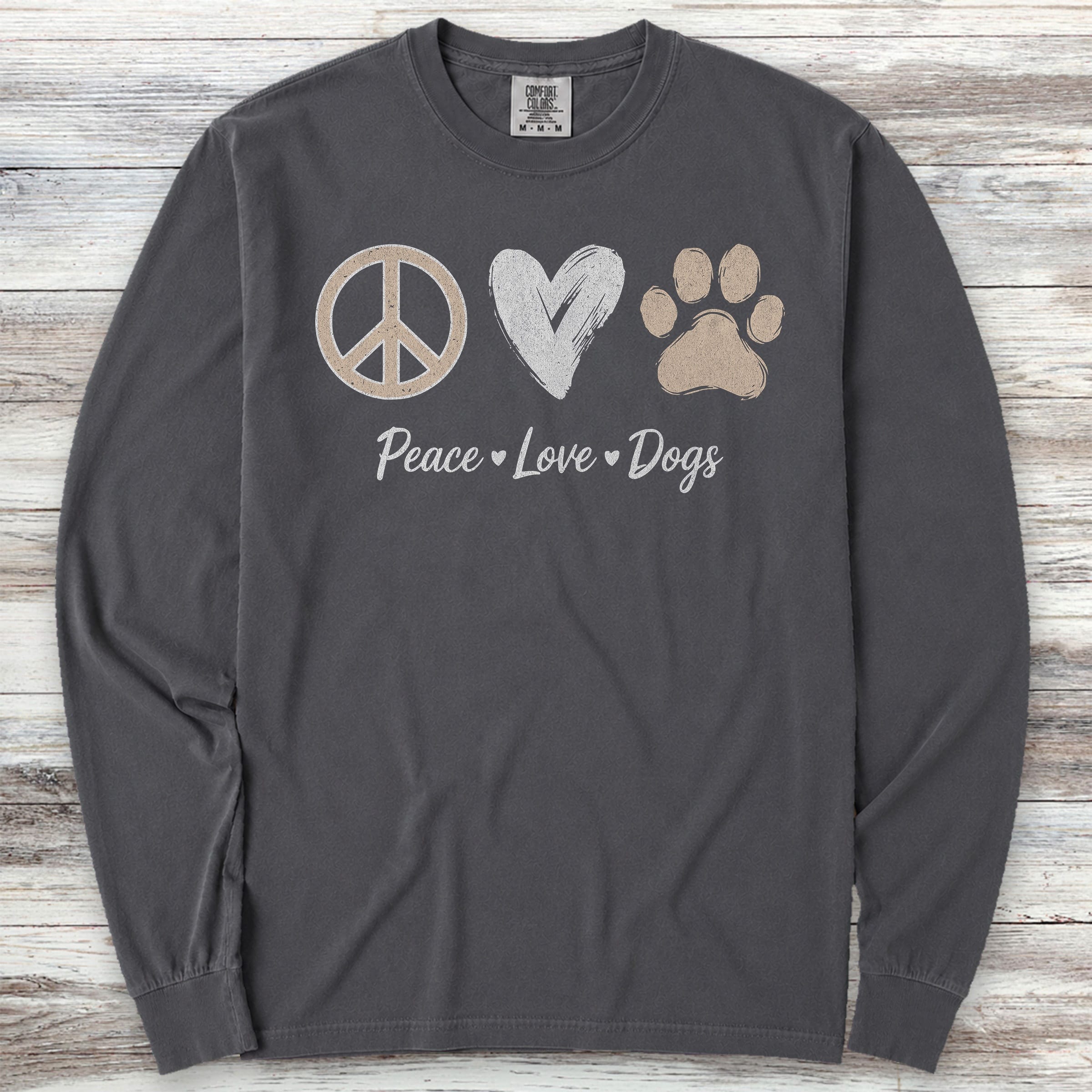 Peace Love Dogs Long Sleeve Tee - Graphite