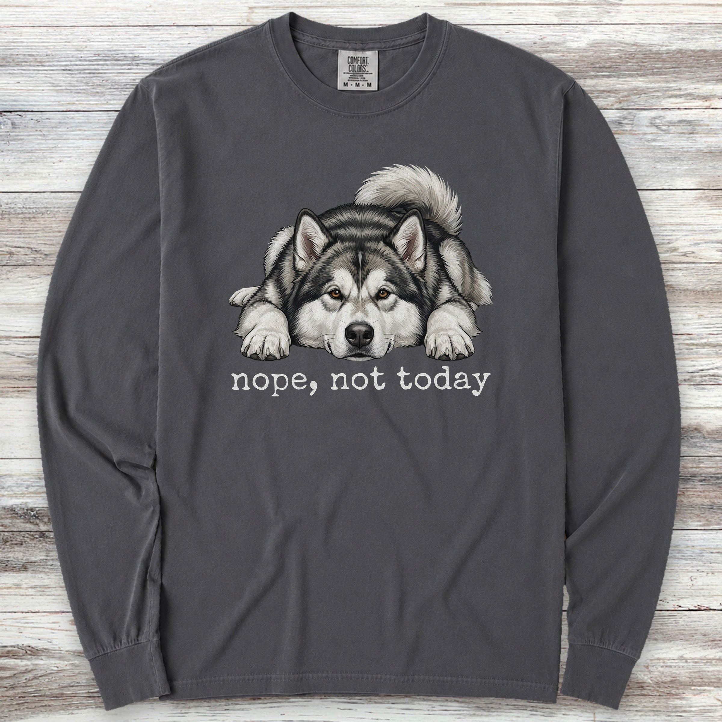 Alaskan Malamute Nope Long Sleeve Tee - Graphite