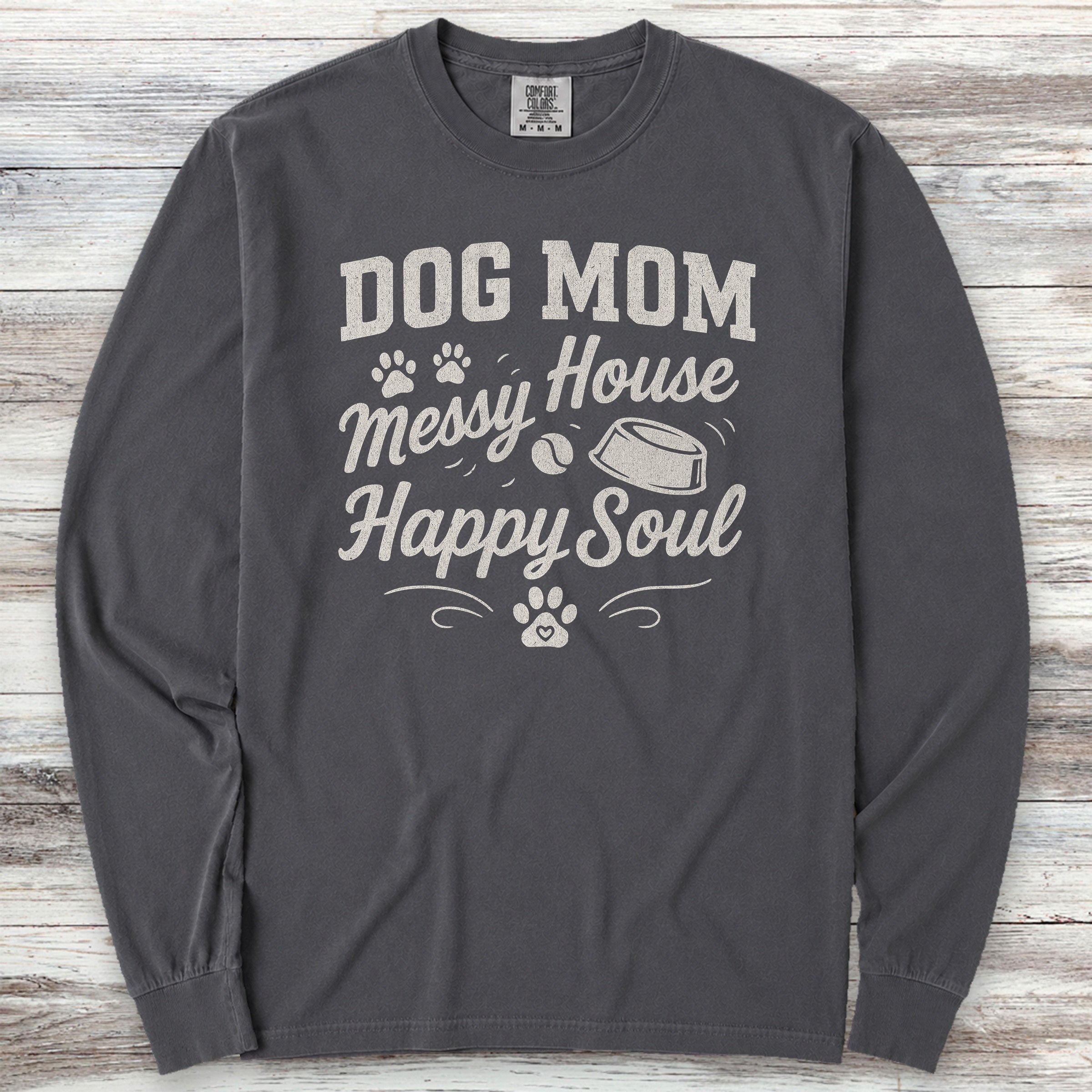 Dog Mom Happy Soul Long Sleeve Tee - Graphite