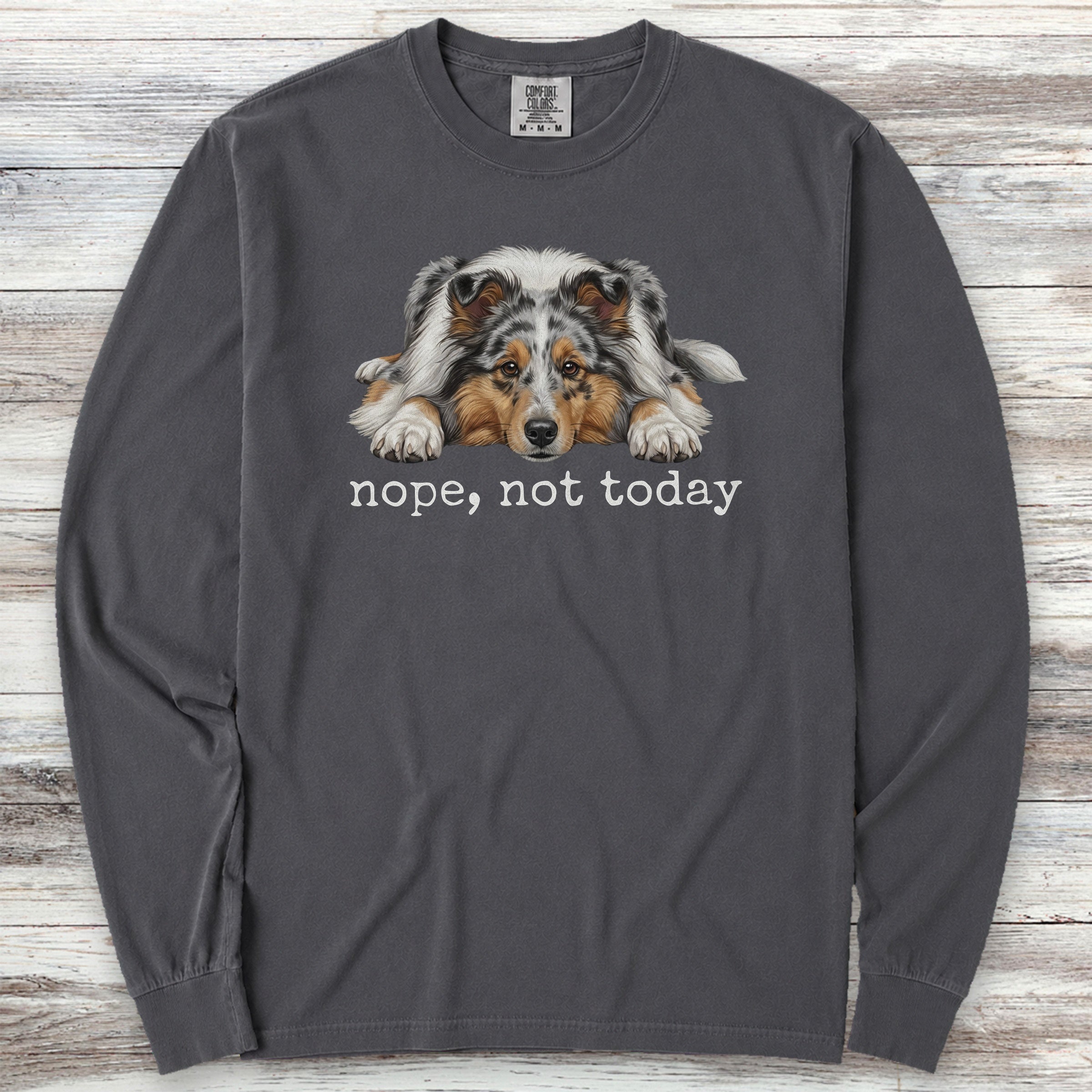 Shetland Sheepdog Blue Merle Nope Long Sleeve Tee - Graphite