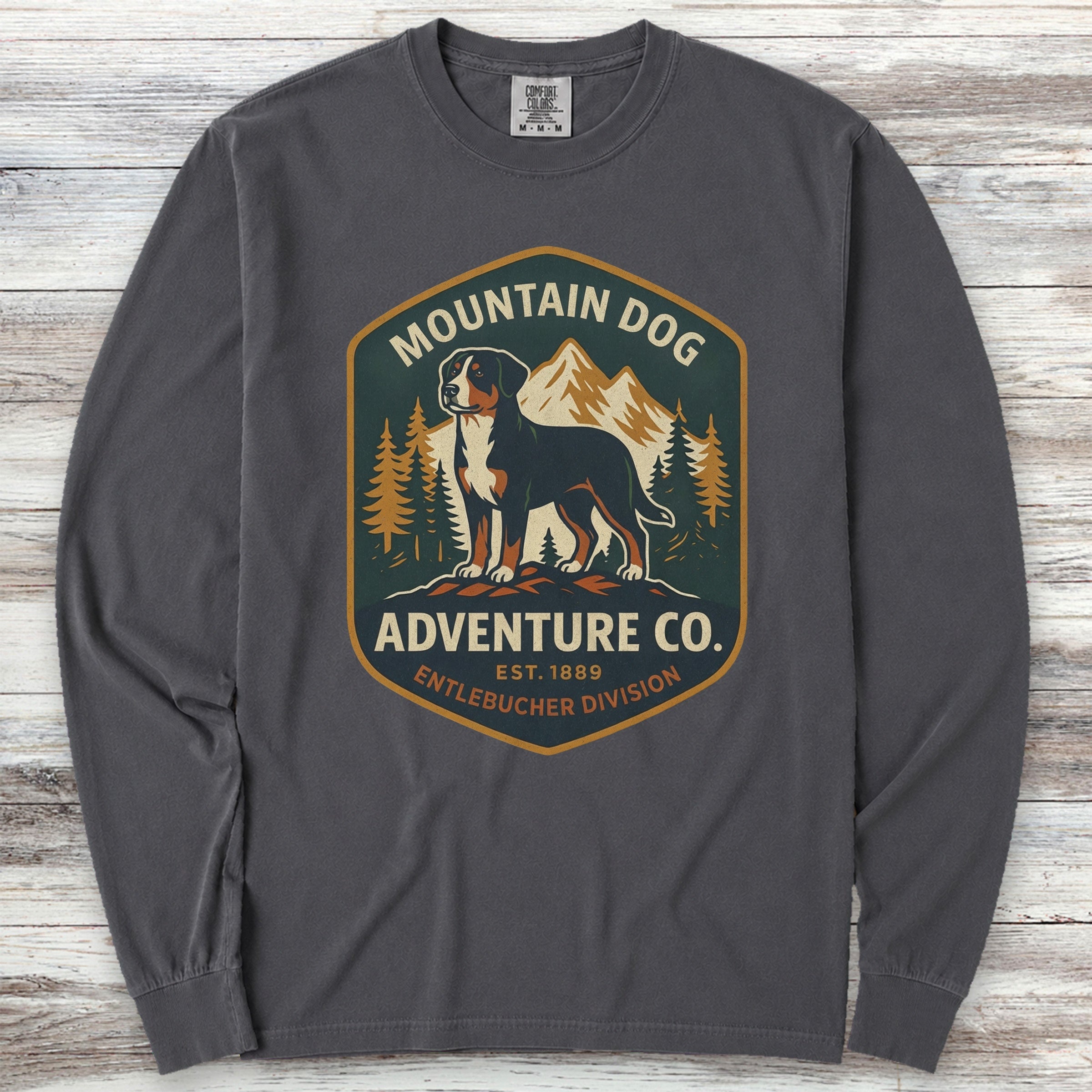 Entlebucher Mountain Dog Adventure Co Long Sleeve Tee - Graphite