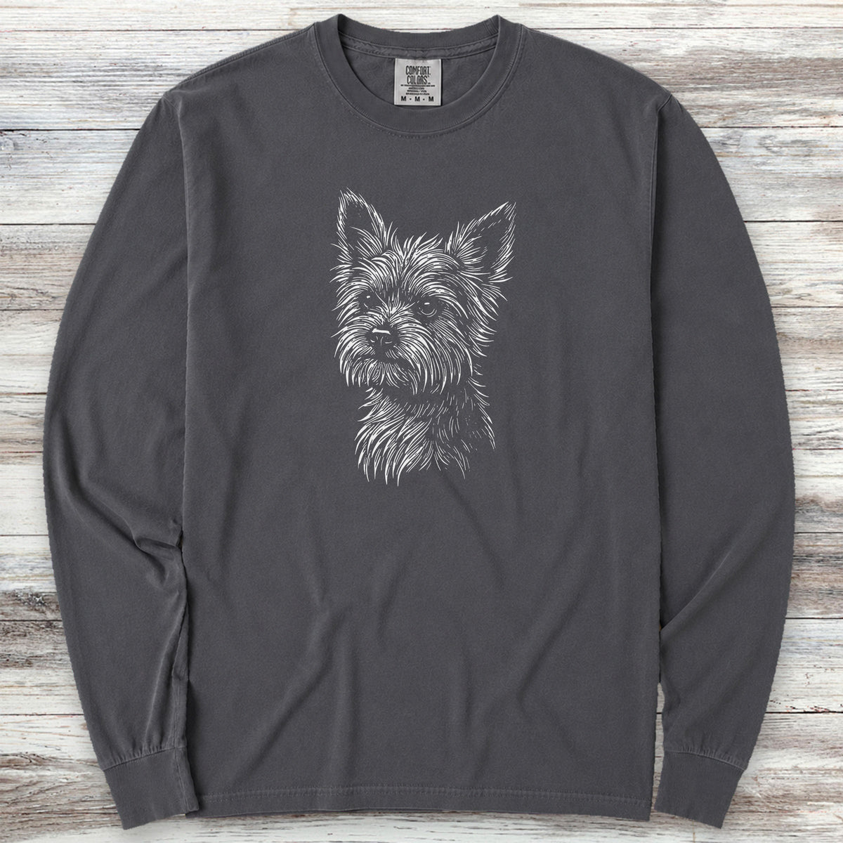Yorkshire Terrier Sketch Long Sleeve Tee - Graphite