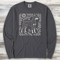 Doberman Linocut Long Sleeve Tee - Graphite