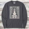 Beagle Folk Art Floral Long Sleeve Tee - Graphite
