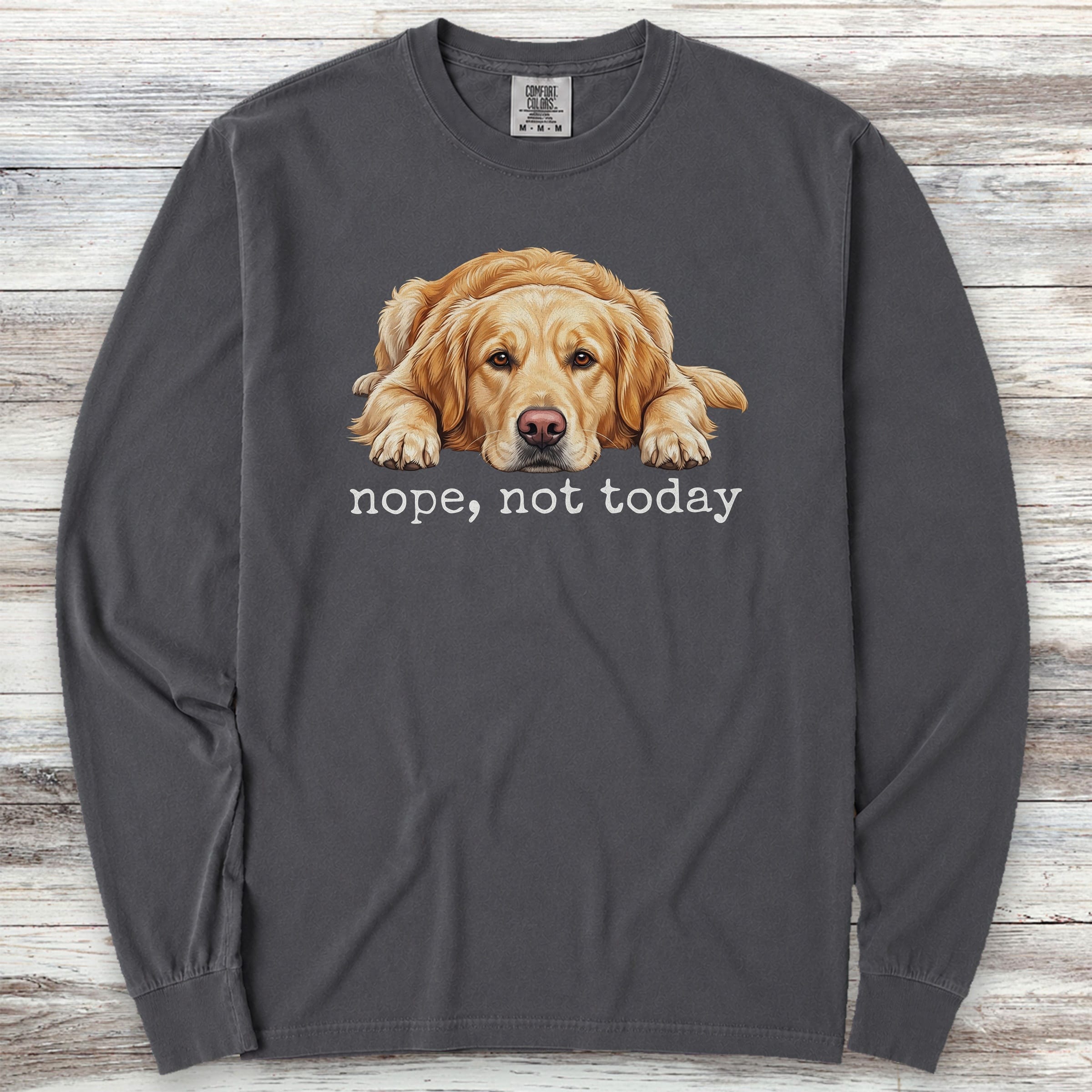 Golden Retriever Nope Long Sleeve Tee - Graphite