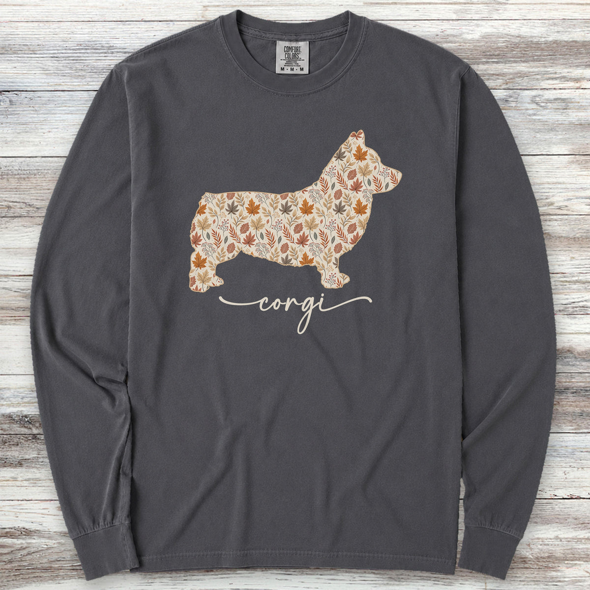 Corgi Fall Long Sleeve Tee - Graphite