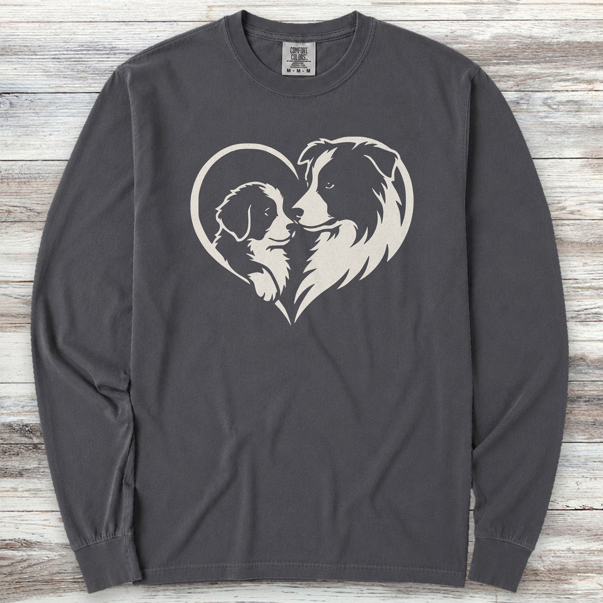 Border Collie Heart Bond Long Sleeve Tee - Graphite