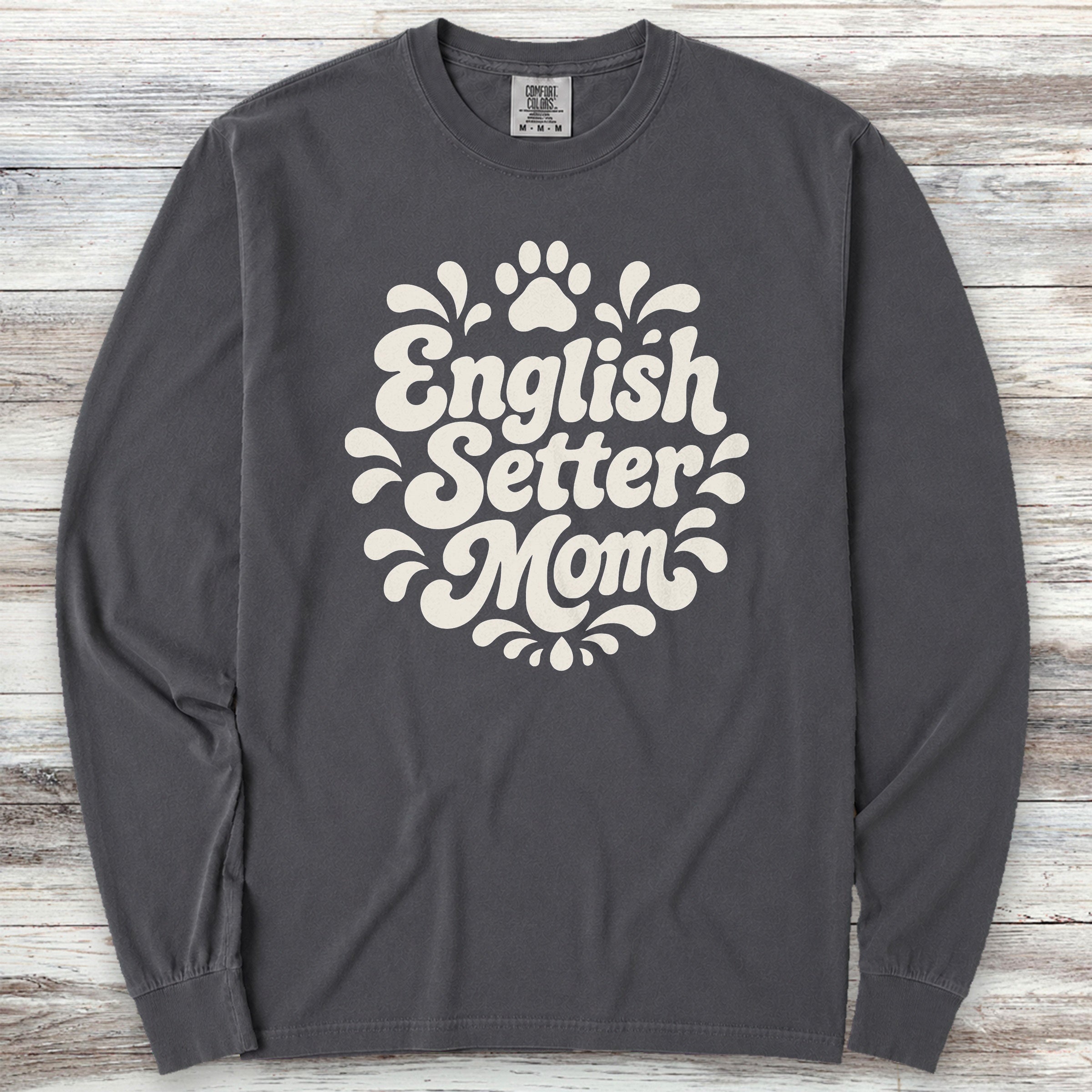 English Setter Groovy Mom Long Sleeve Tee - Graphite
