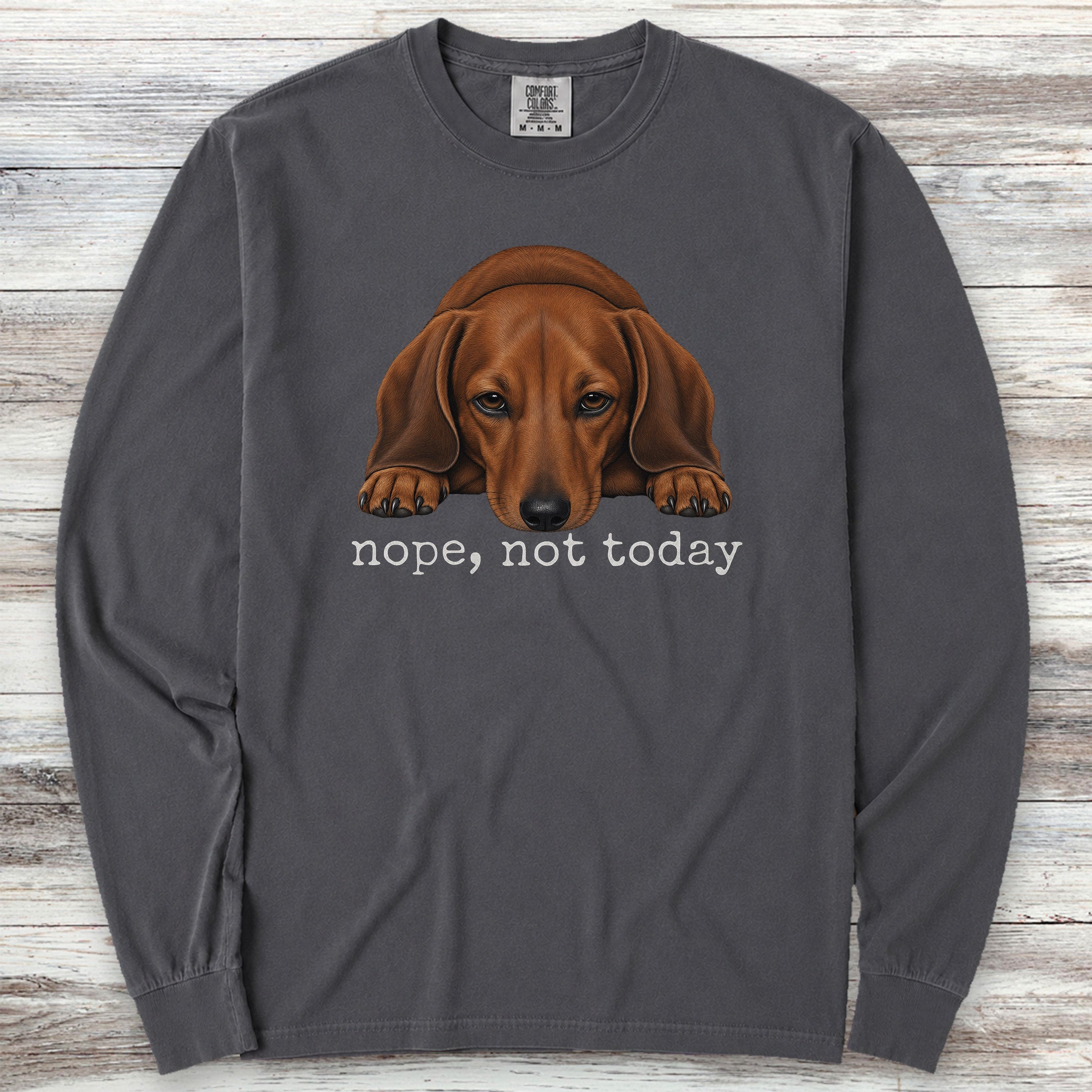 Dachshund Nope Long Sleeve Tee - Graphite