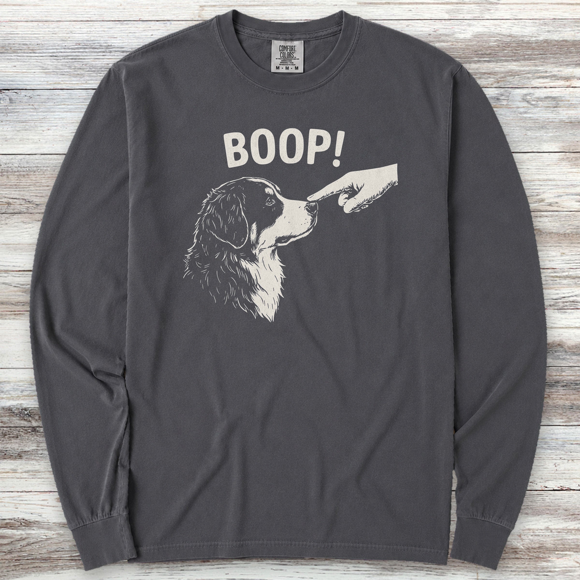 Bernese Mountain Dog BOOP! Long Sleeve Tee - Graphite