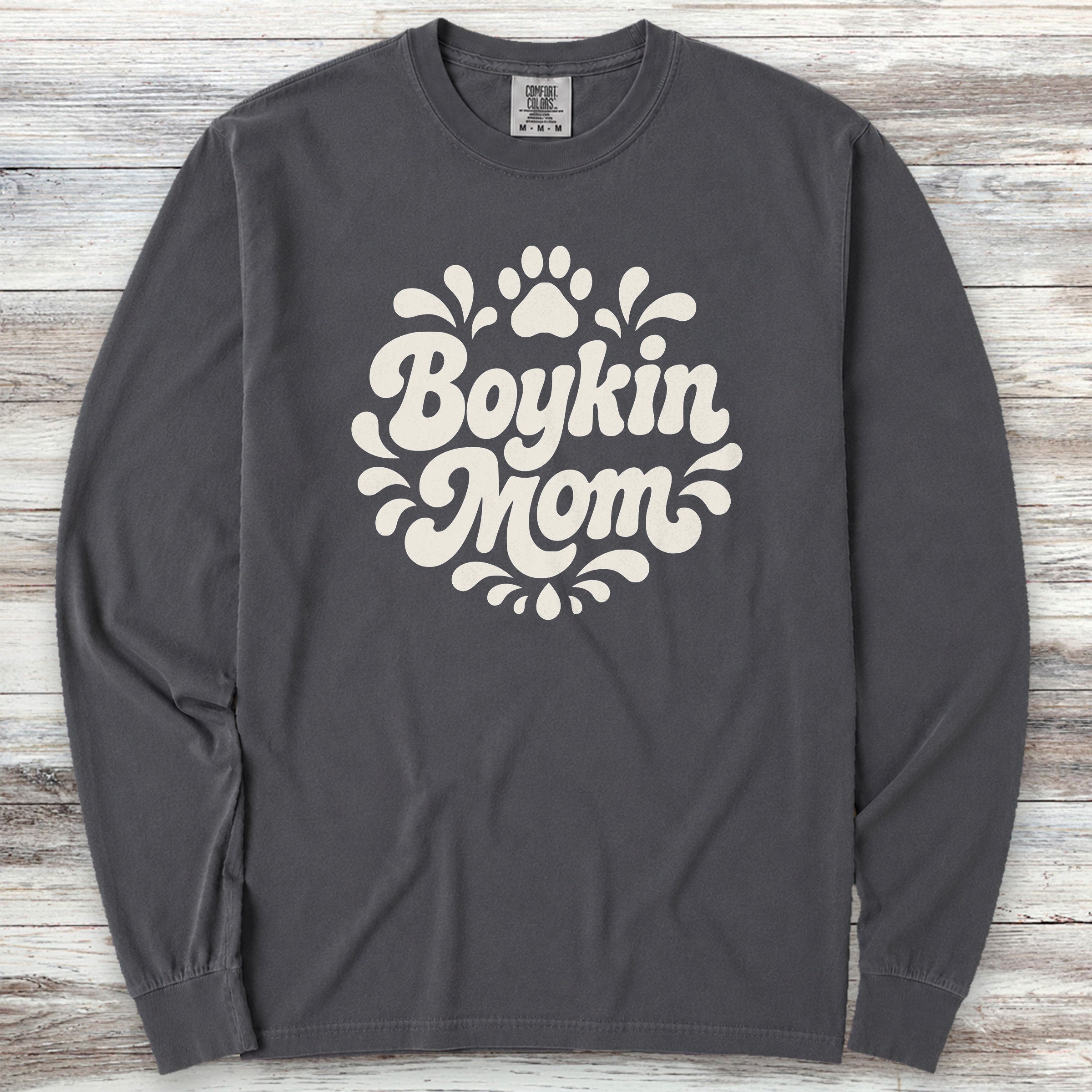 Boykin Spaniel Groovy Mom Long Sleeve Tee - Graphite