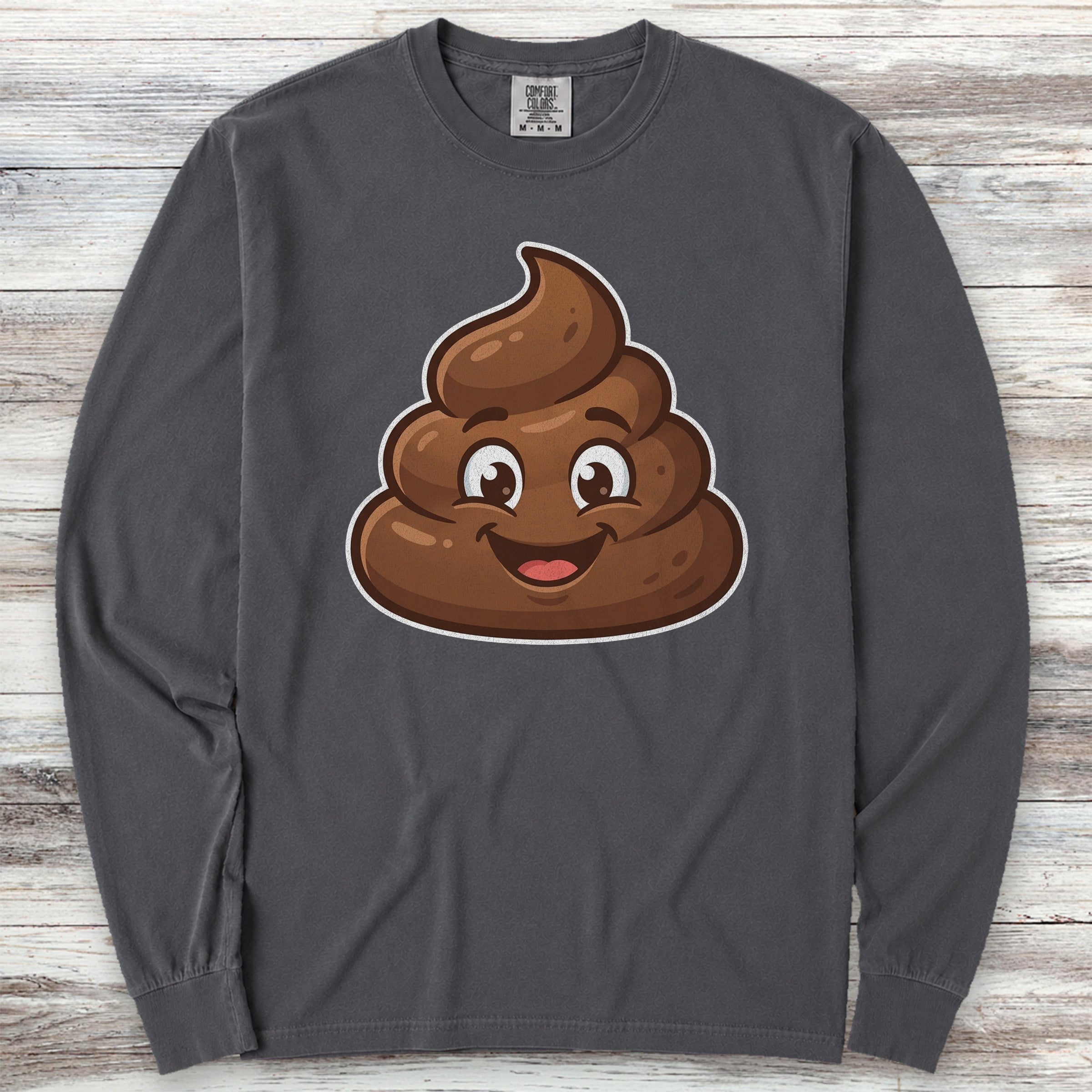 Dog Poop Long Sleeve Tee - Graphite