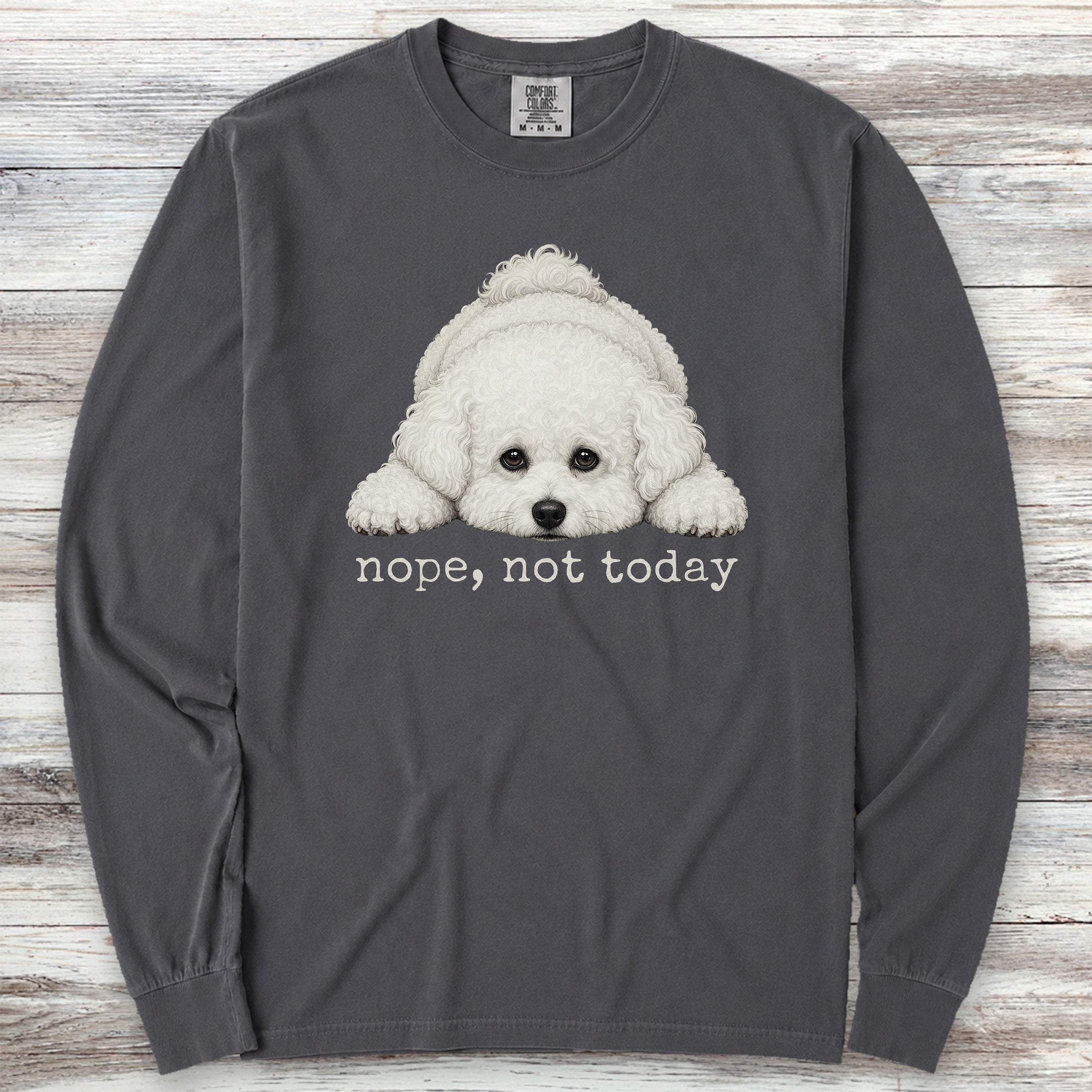 Bichon Frise Nope Long Sleeve Tee - Graphite
