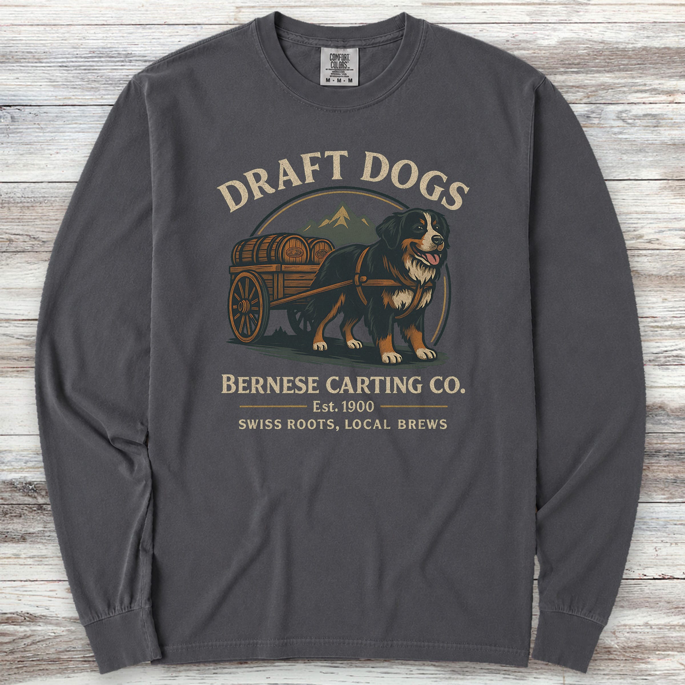 Bernese Mountain Dog Draft Dogs Long Sleeve Tee - Graphite
