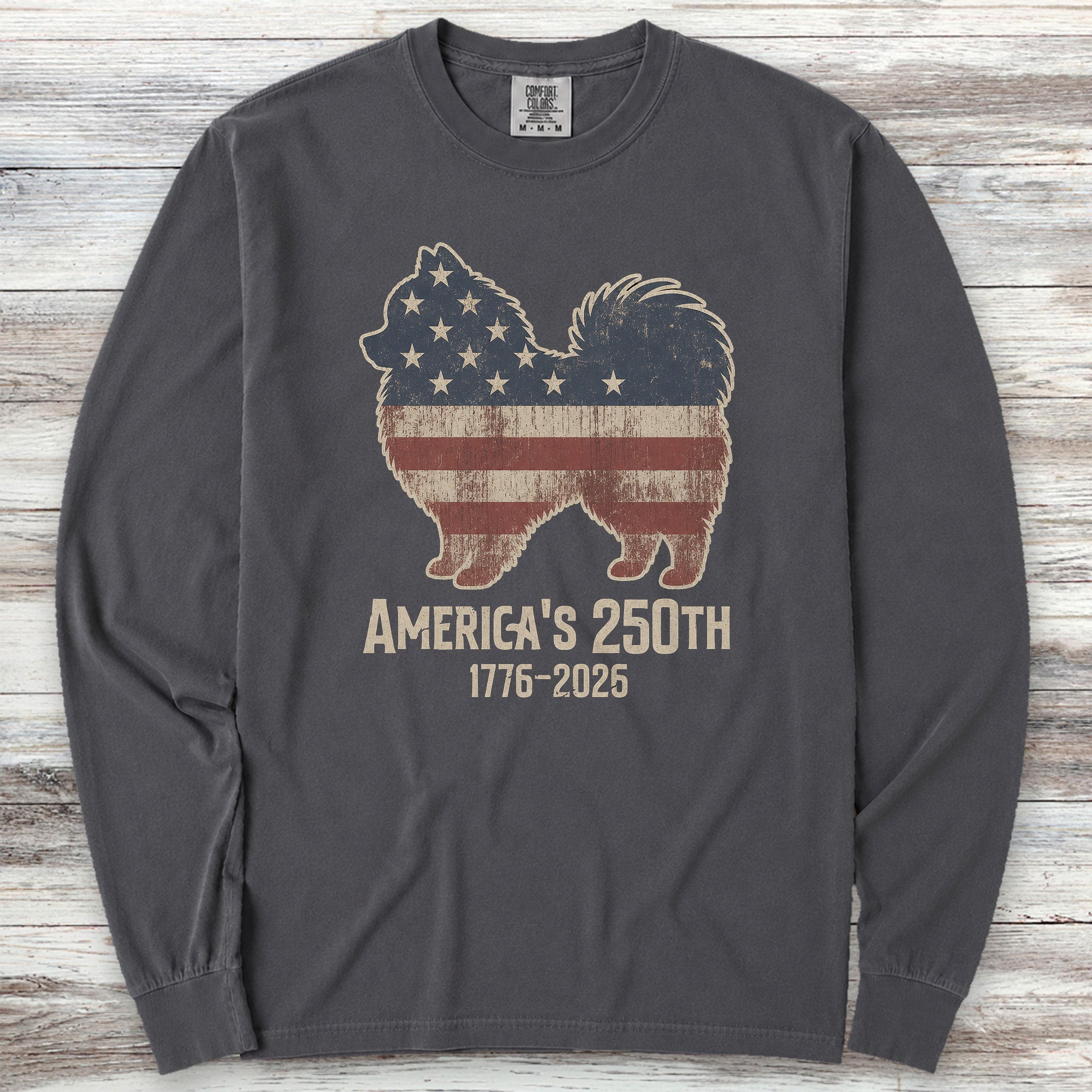 Pomeranian Vintage USA Long Sleeve Tee - Graphite