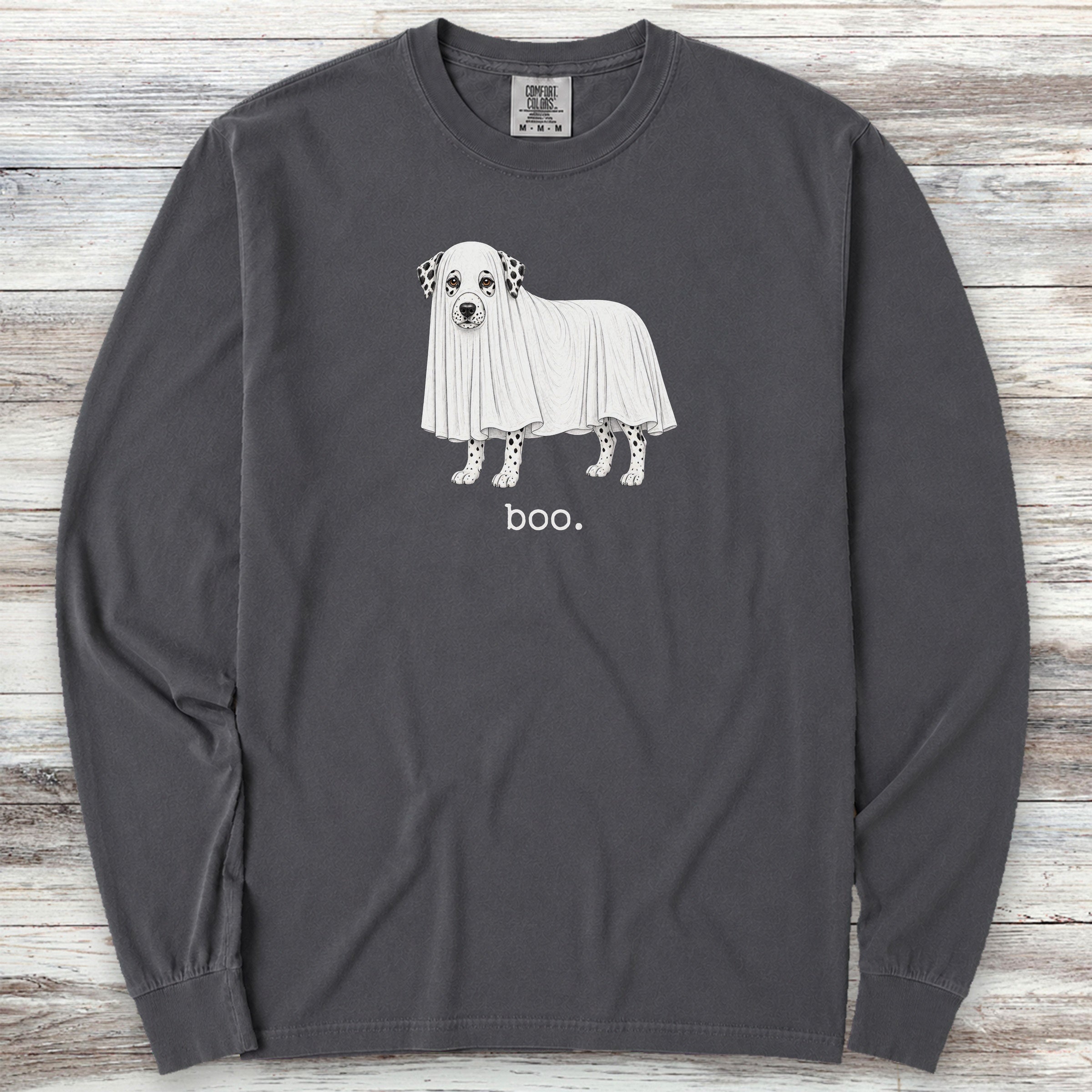 Dalmatian Boo Long Sleeve Tee - Graphite