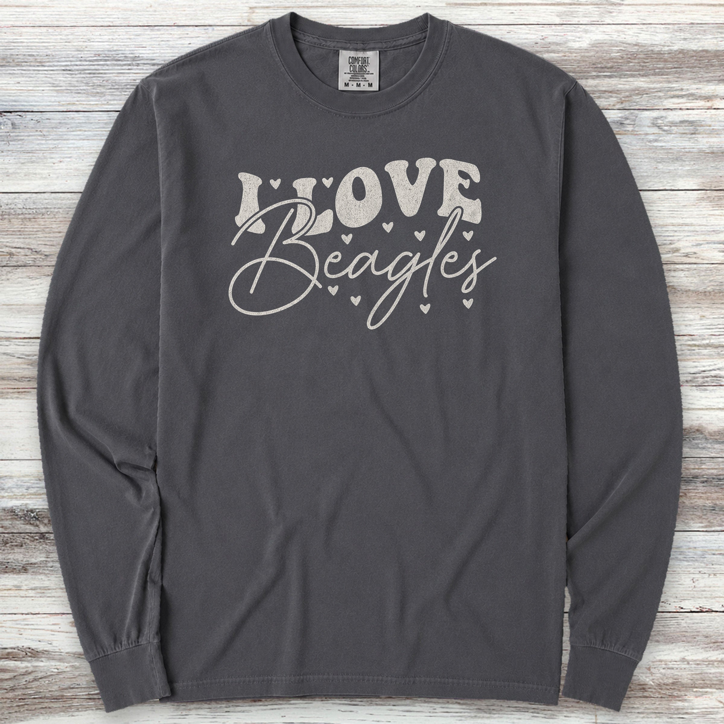 I Love Beagles Long Sleeve Tee - Graphite