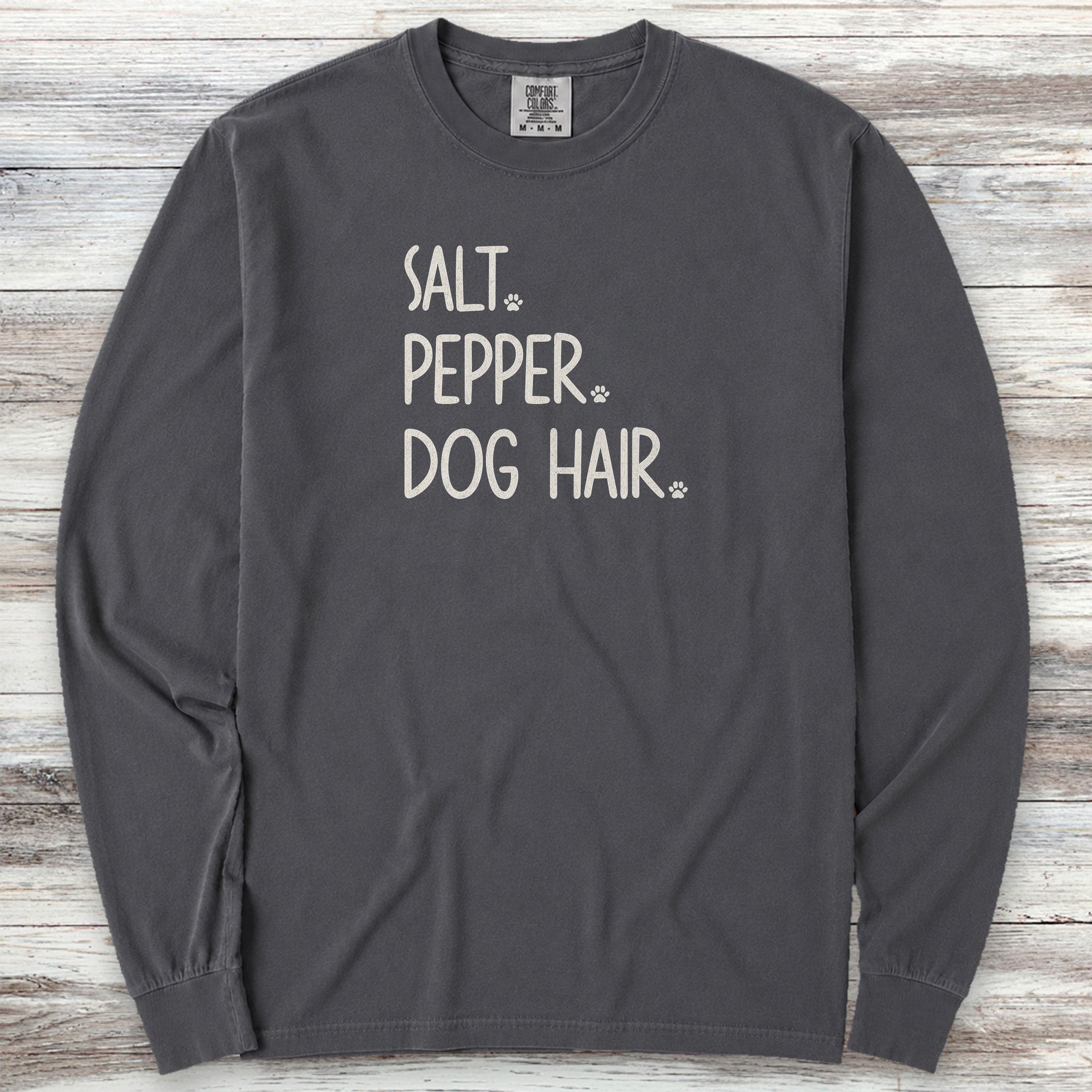 Salt Pepper Dog Hair Long Sleeve Tee - Graphite