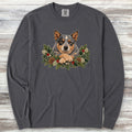 Australian Cattle Dog Winter Greenery Faux Embroidery Long Sleeve Tee - Graphite