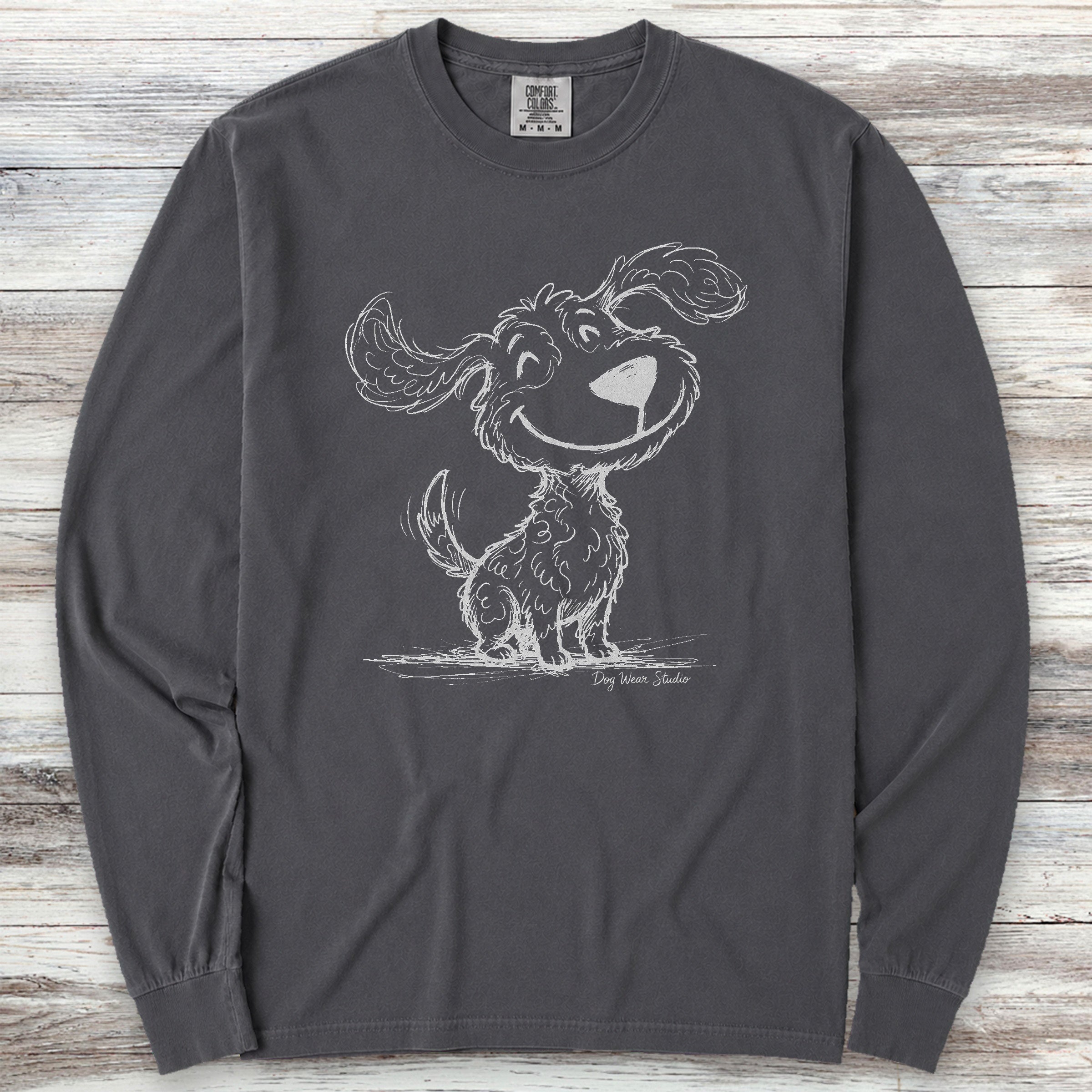 Doodle Sketch Long Sleeve Tee - Graphite