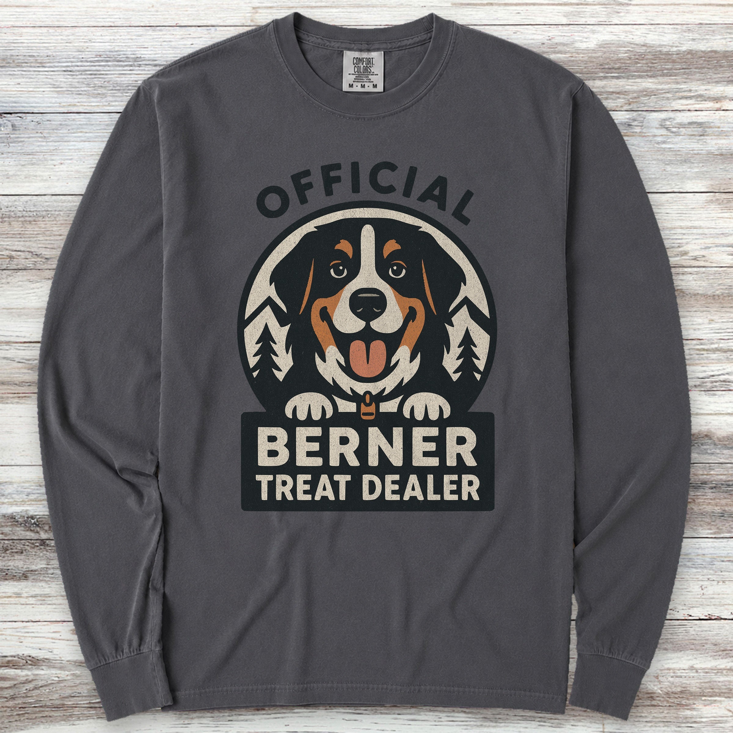 Bernese Mountain Dog Treat Dealer Long Sleeve Tee - Graphite