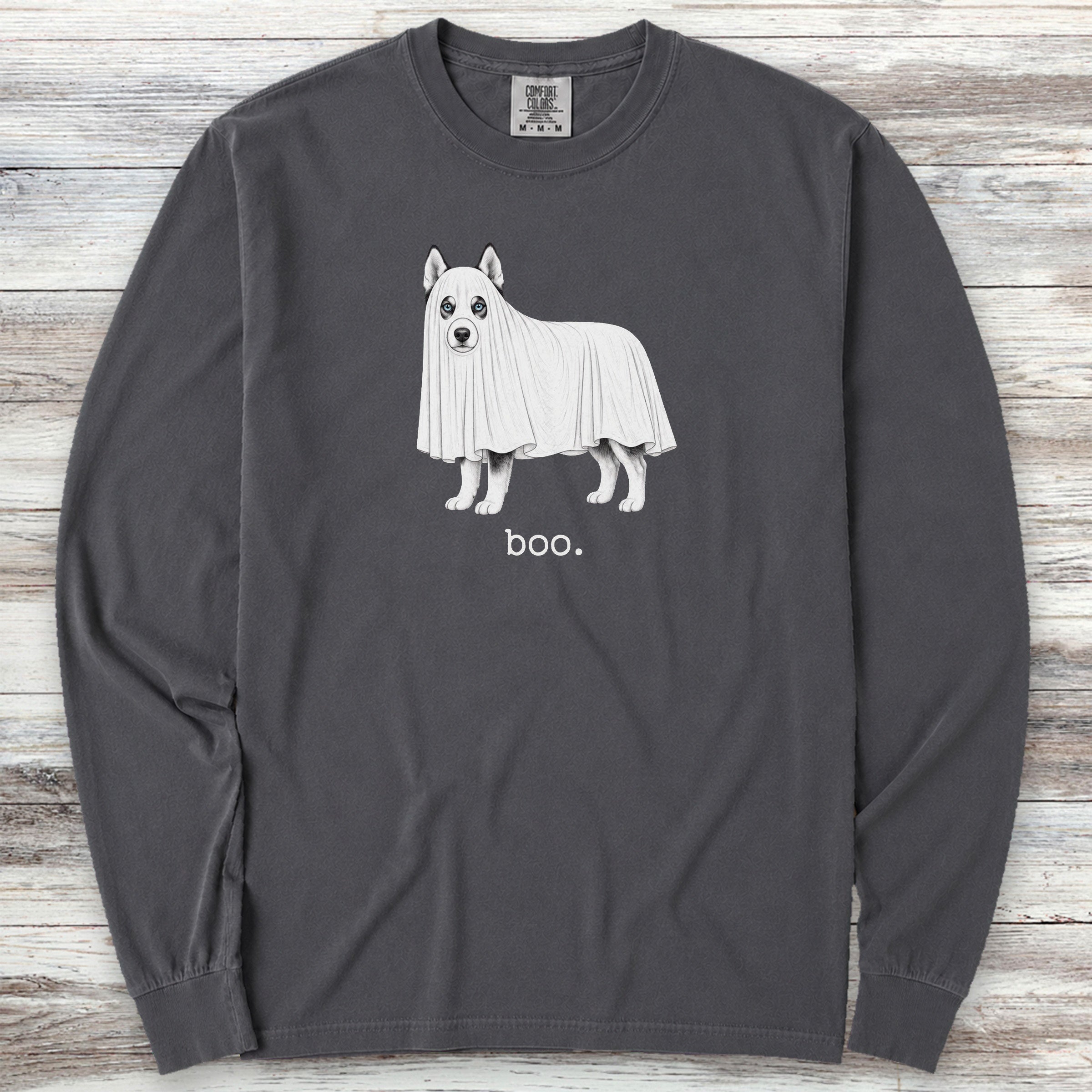 Siberian Husky Boo Long Sleeve Tee - Graphite