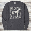 Greyhound Linocut Long Sleeve Tee - Graphite