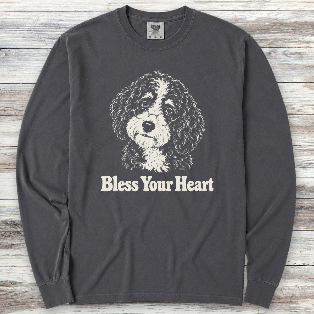 Bernedoodle Bless Your Heart Long Sleeve Tee - Graphite